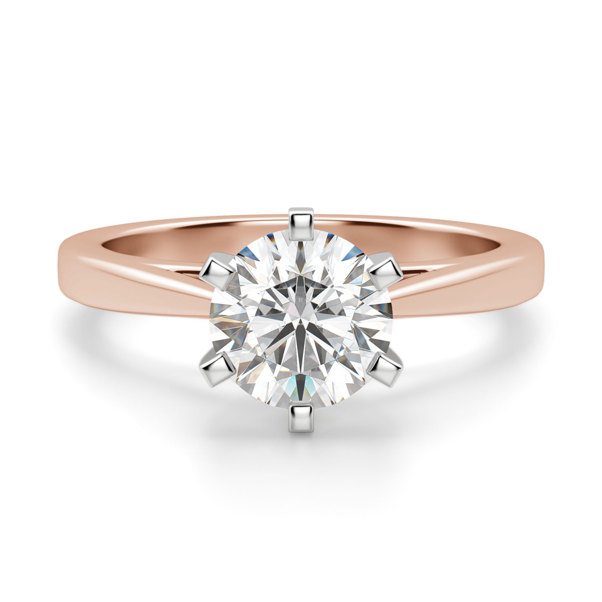 Cathedral Okrągły 1.00 krt Pierścionek Zaręczynowy Diament Laboratoryjny 585 Różowe Złoto (14K)