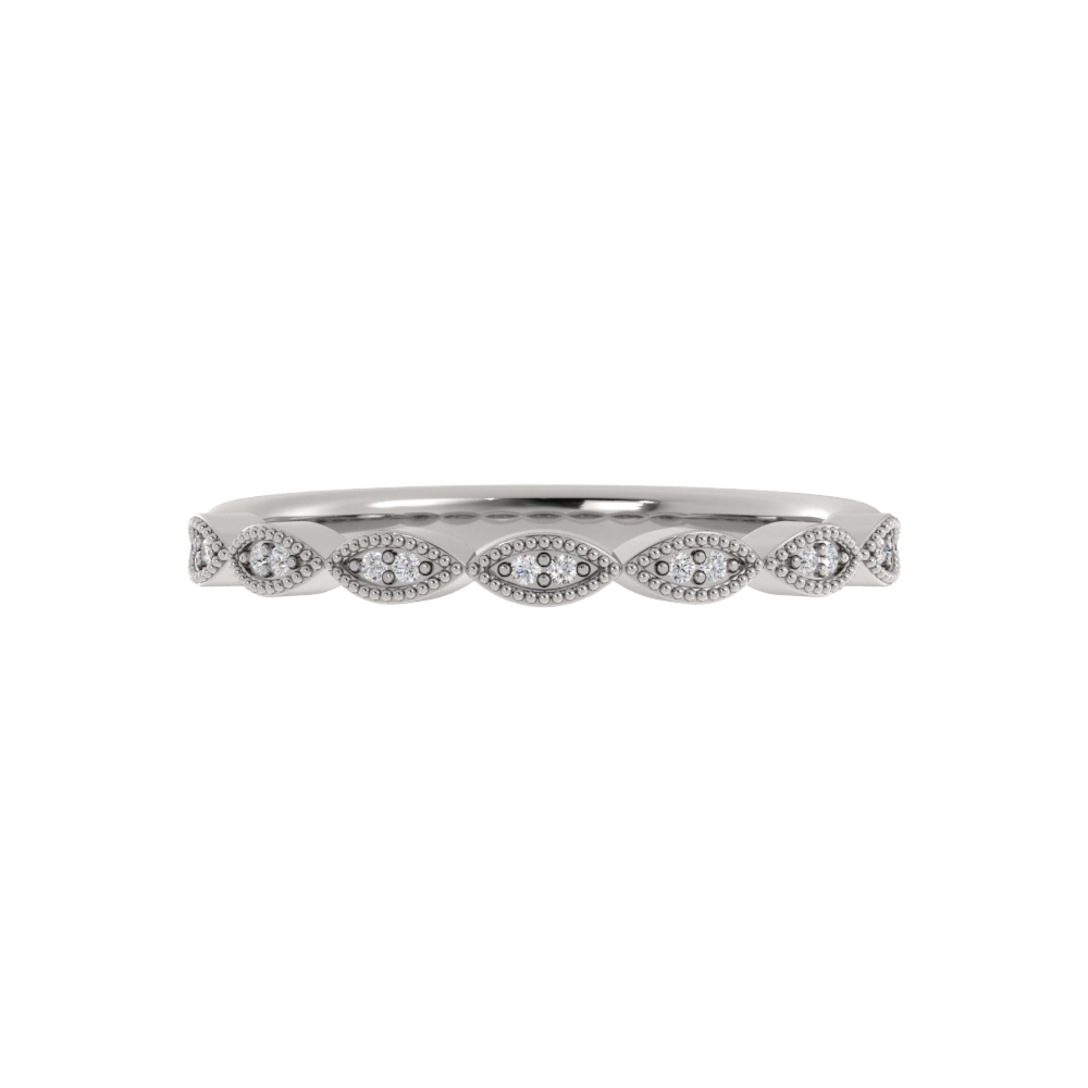 Obrączka Ślubna Pavé Amellia 1.90 MM Diament Naturalny 417 (10K) Białe Złoto