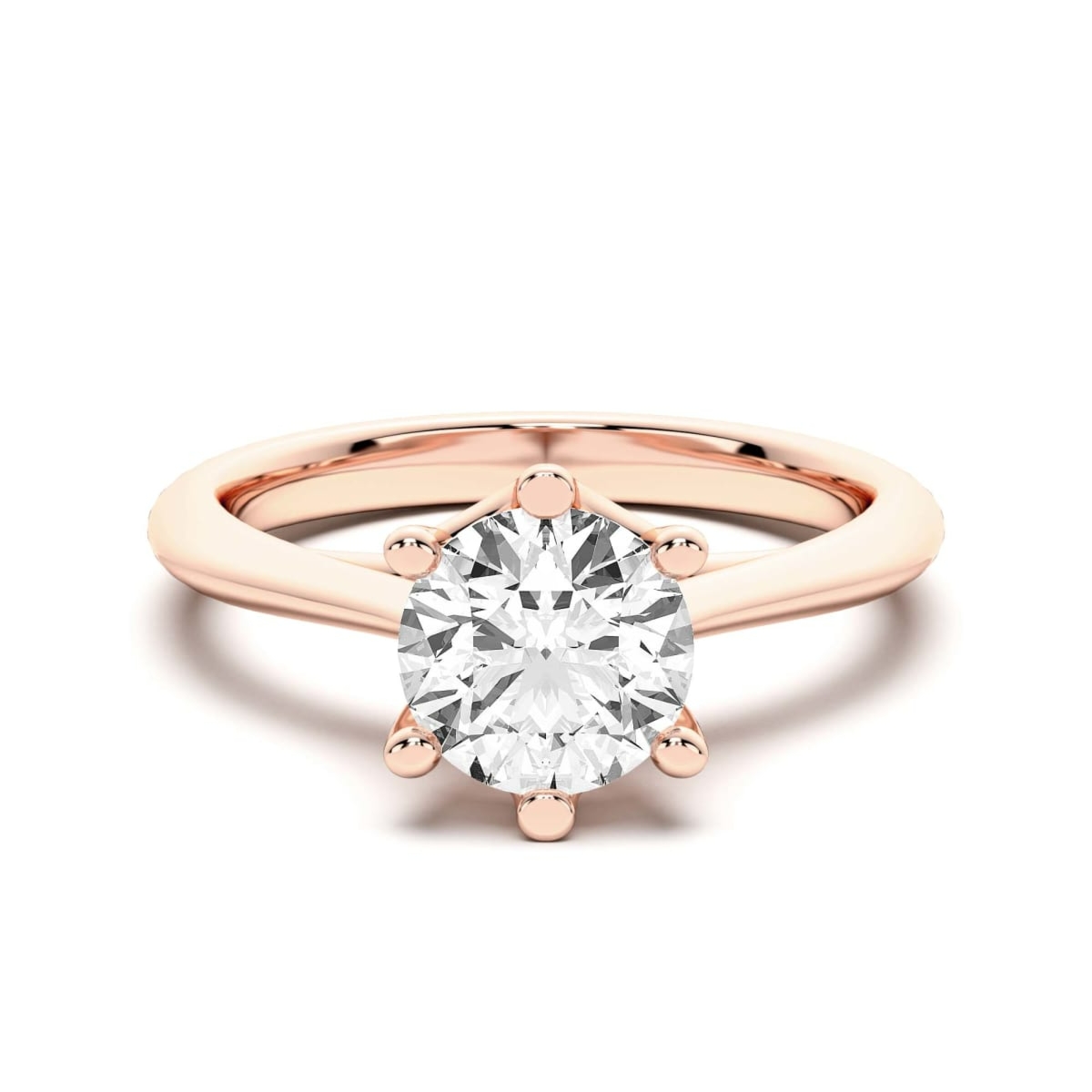 Bali Klasyczny Okrągły 1.25 krt Pierścionek Zaręczynowy Diament Laboratoryjny 585 Różowe Złoto (14K)