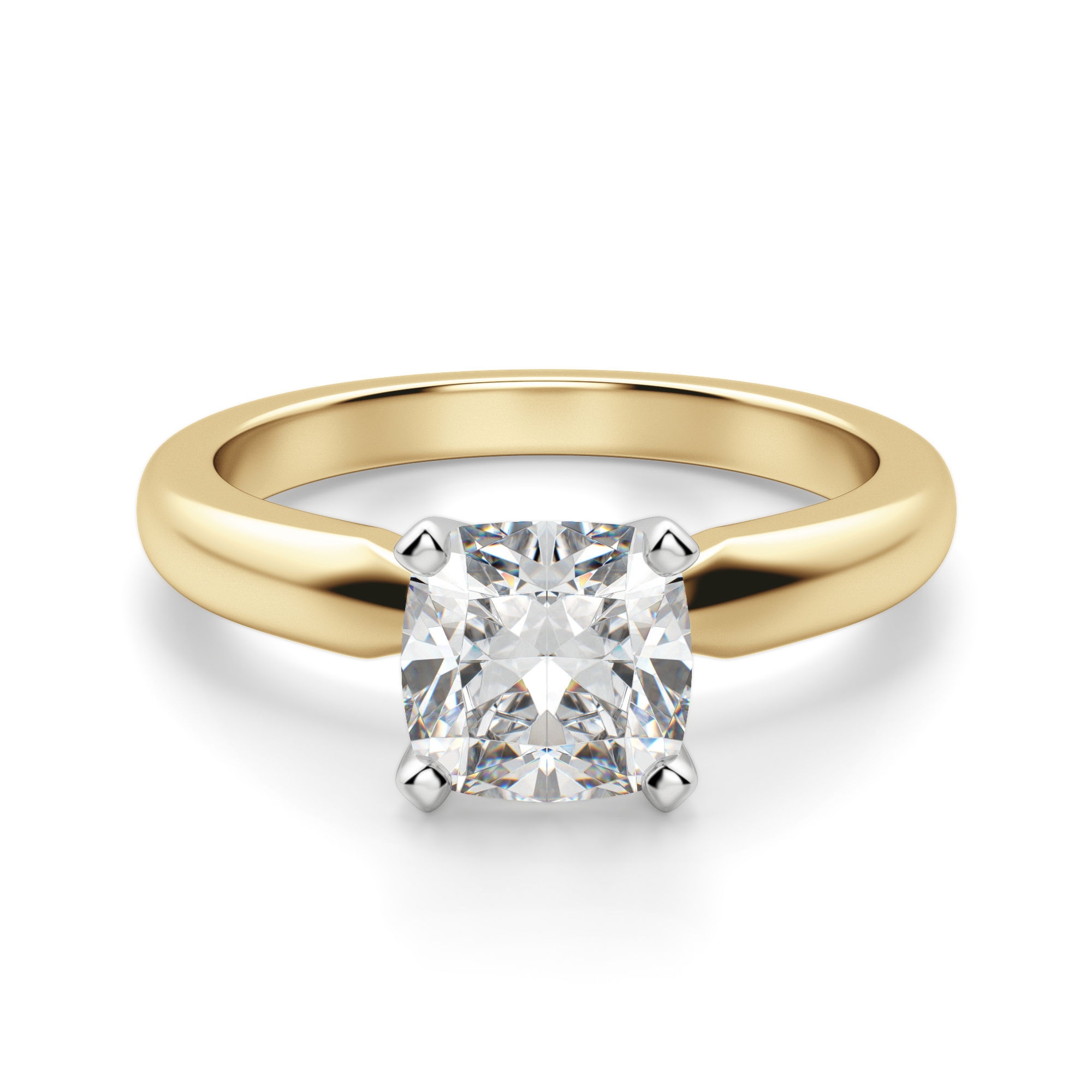 Tapered Solitaire Poduszkowy 2.50 krt Klasyczny Pierścionek Zaręczynowy Diament Laboratoryjny 585 Żółte Złoto (14K)