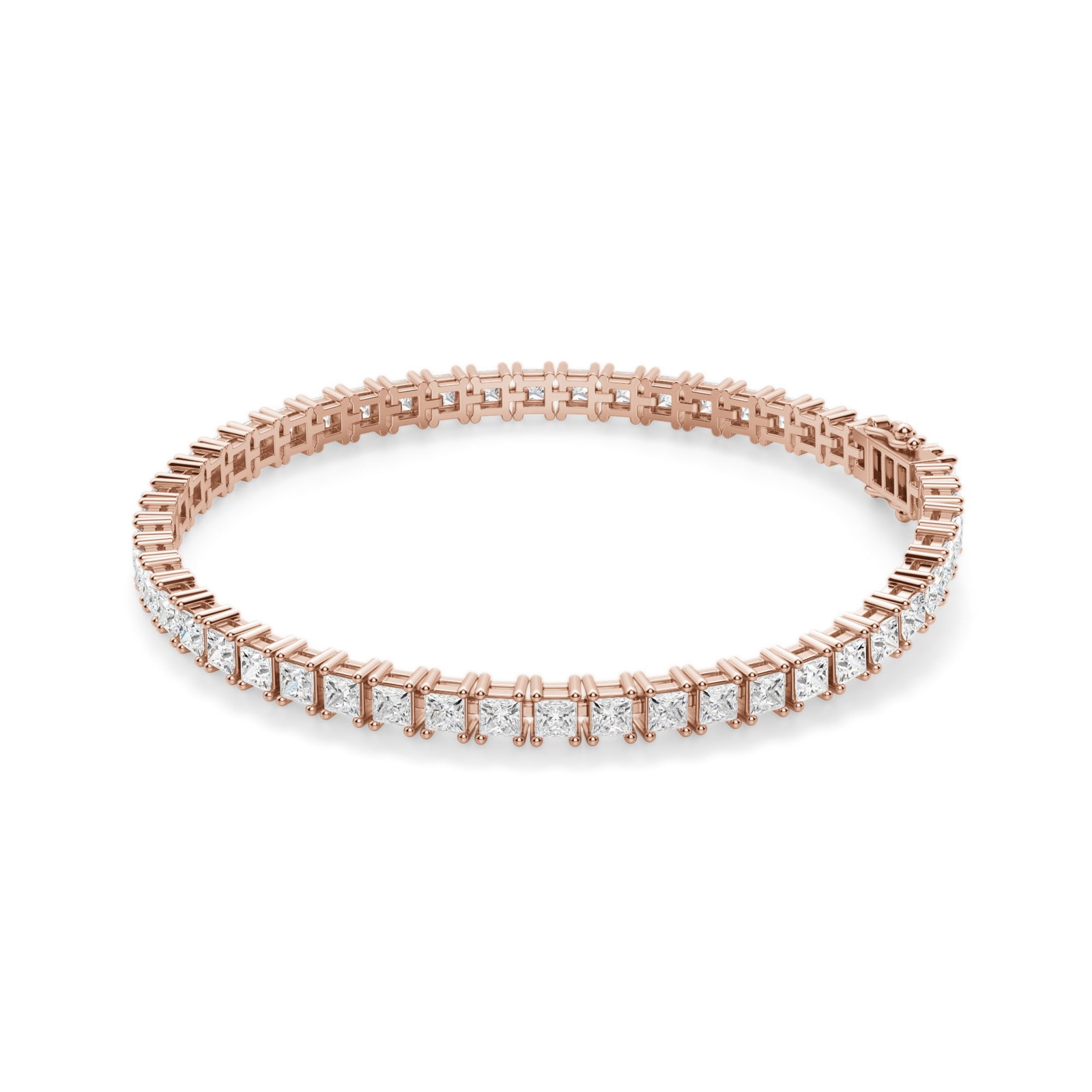 4 Prong Księżniczka Tenisowa Bransoletka s Laboratoryjnym Diamentem 9.00 krt z 14K (585) różowego złota