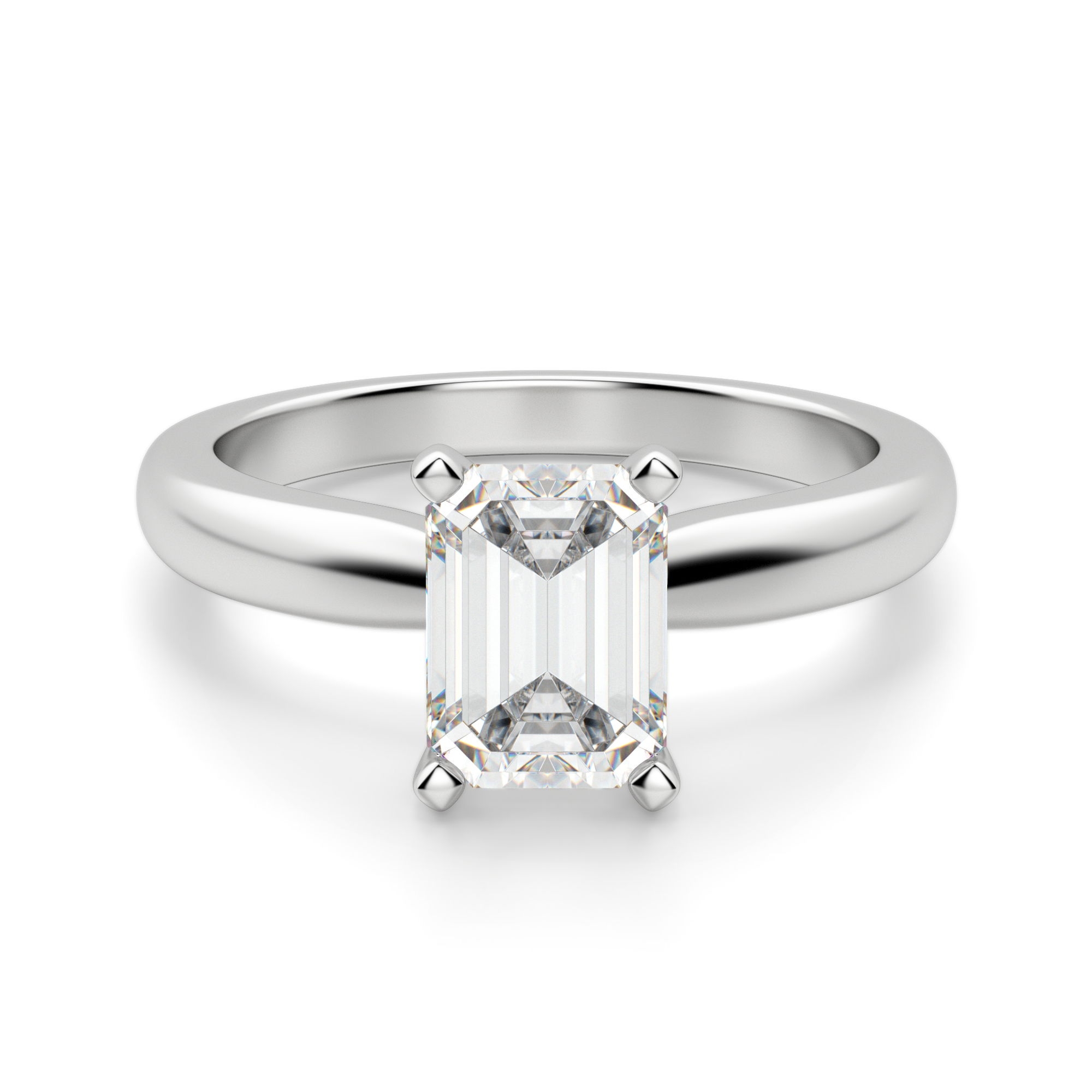 Tapered Solitaire Szmaragdowy 2.50 krt Klasyczny Pierścionek Zaręczynowy Diament Laboratoryjny 585 Białe Złoto (14K)