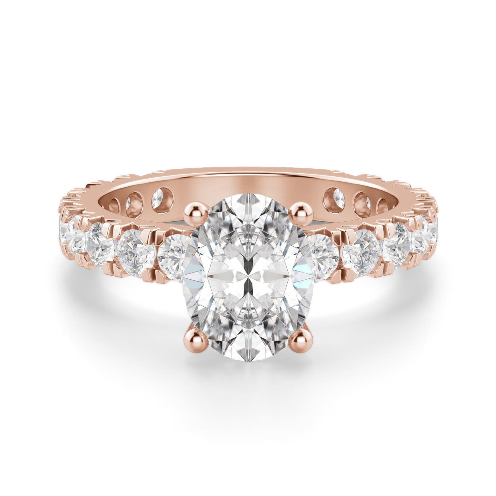 Gwyneth Owalny 3.00 krt Pierścionek Zaręczynowy Diament Laboratoryjny 585 Różowe Złoto (14K)