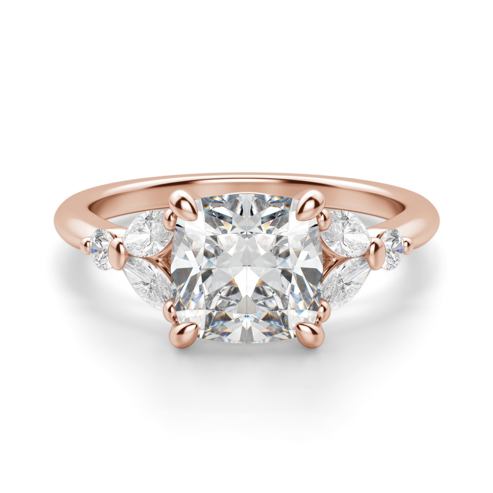 Haven Poduszkowy 2.00 krt Pierścionek Zaręczynowy Diament Laboratoryjny 585 Różowe Złoto (14K)