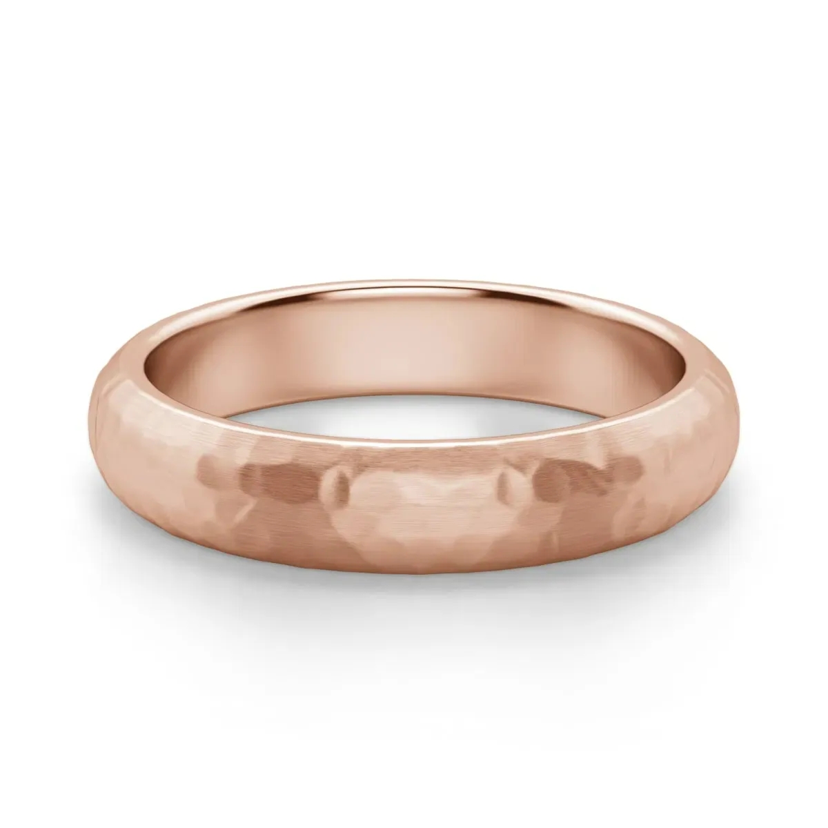 Hammered Comfort Męska Obrączka Ślubna 4 MM 585 Różowe Złoto (14K)