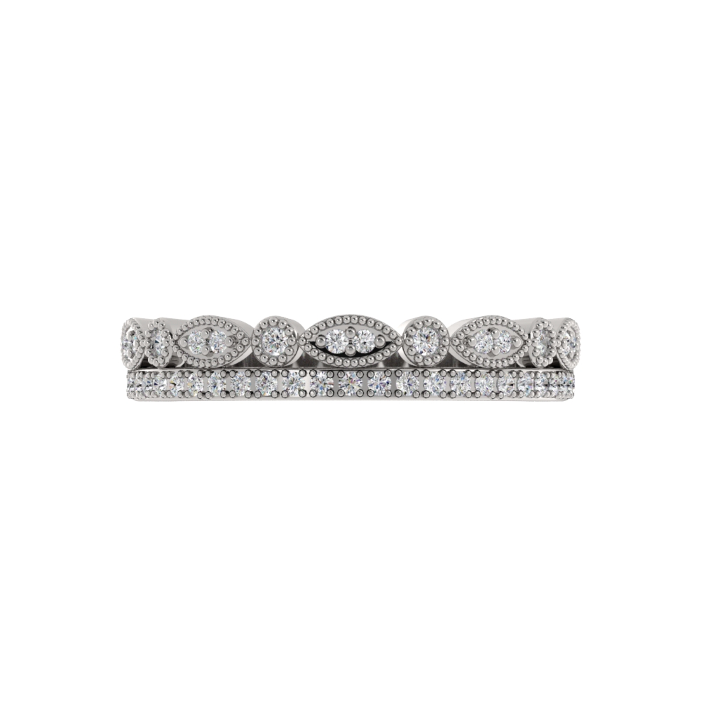 Obrączka Ślubna Double Tone 1.50 MM Diament Naturalny 585 (14K) Białe Złoto