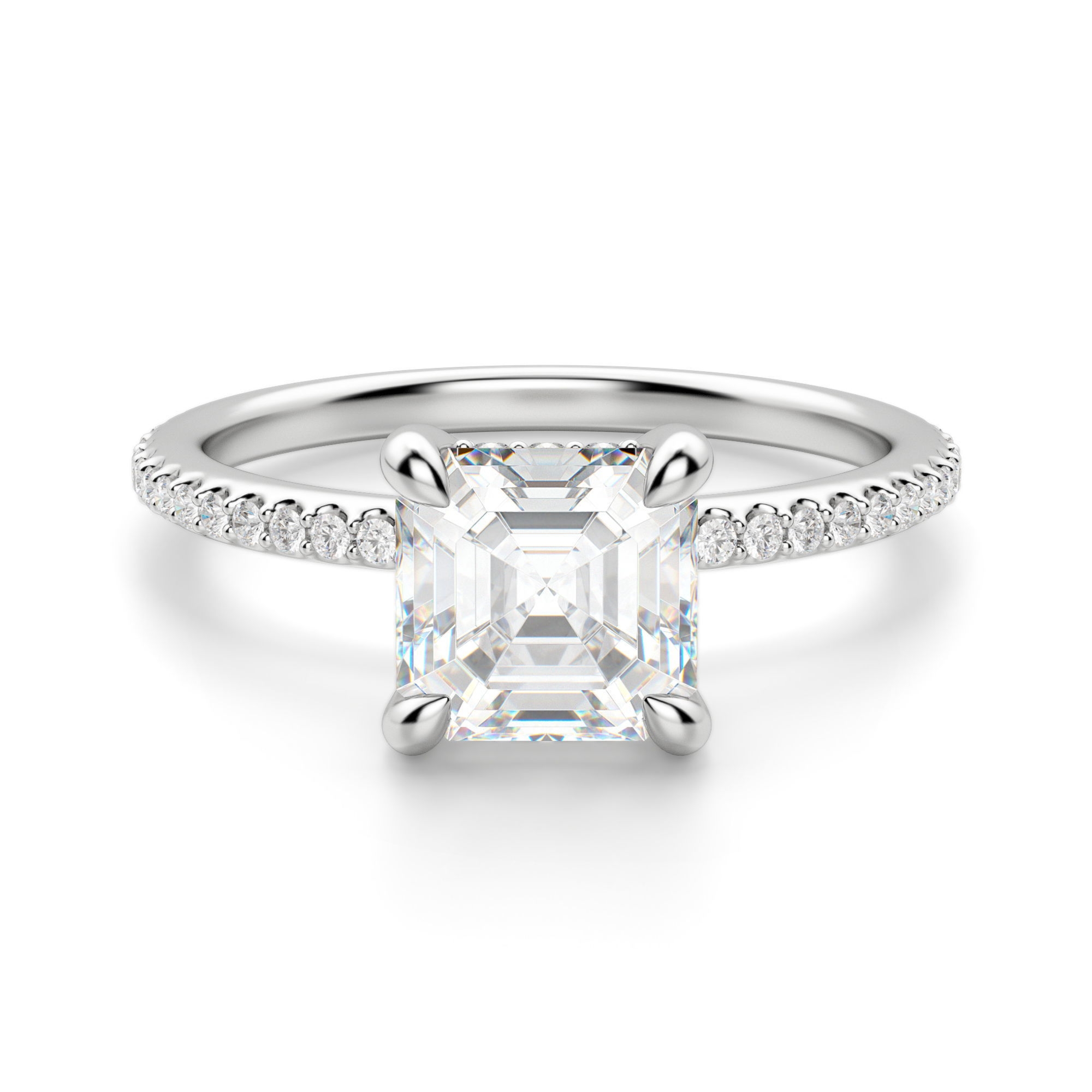 Hidden Halo Accented Asscher 3.00 krt Pierścionek Zaręczynowy Diament Laboratoryjny 950 Platyna