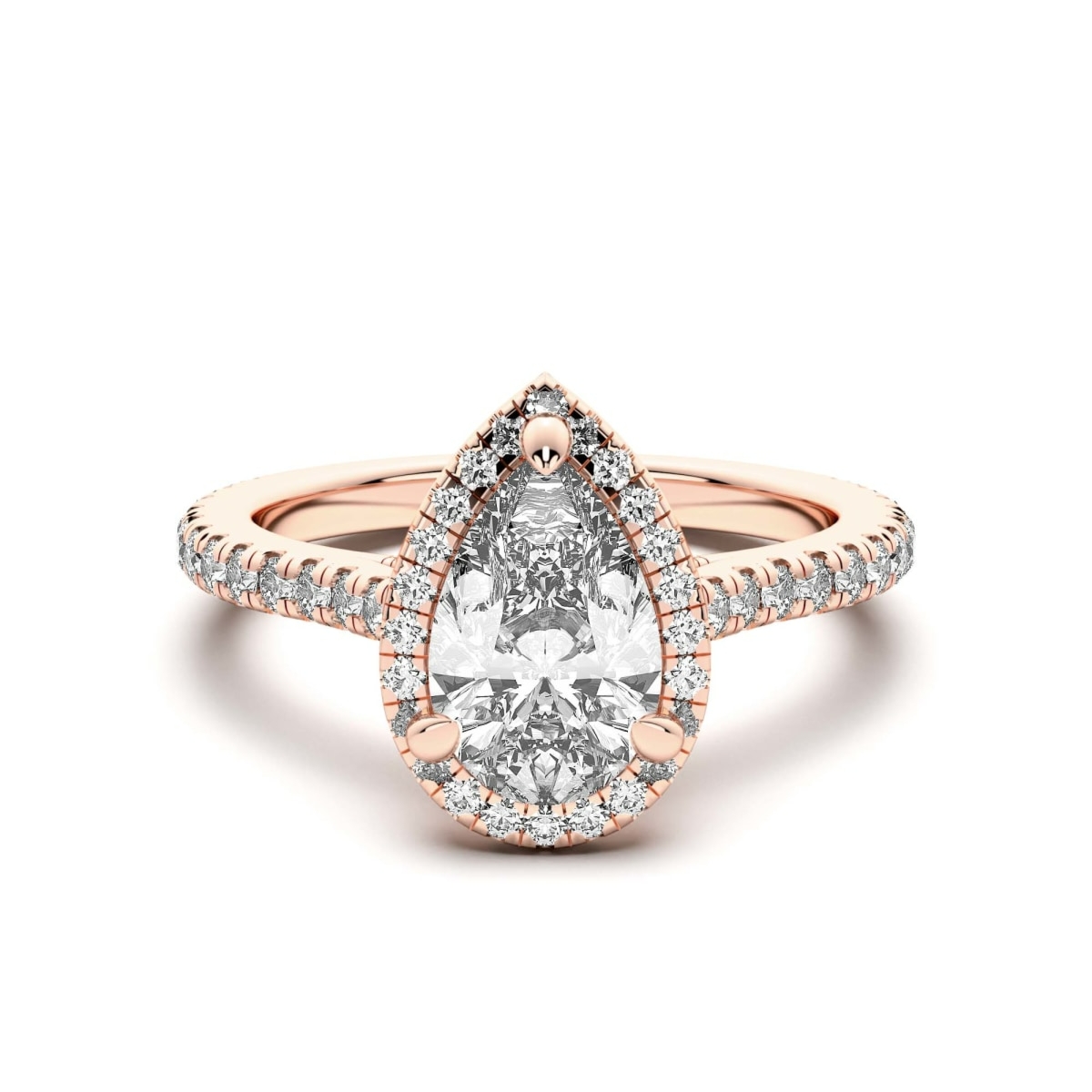 Prague Gruszkowy 2.50 krt Pierścionek Zaręczynowy Diament Laboratoryjny 585 Różowe Złoto (14K)