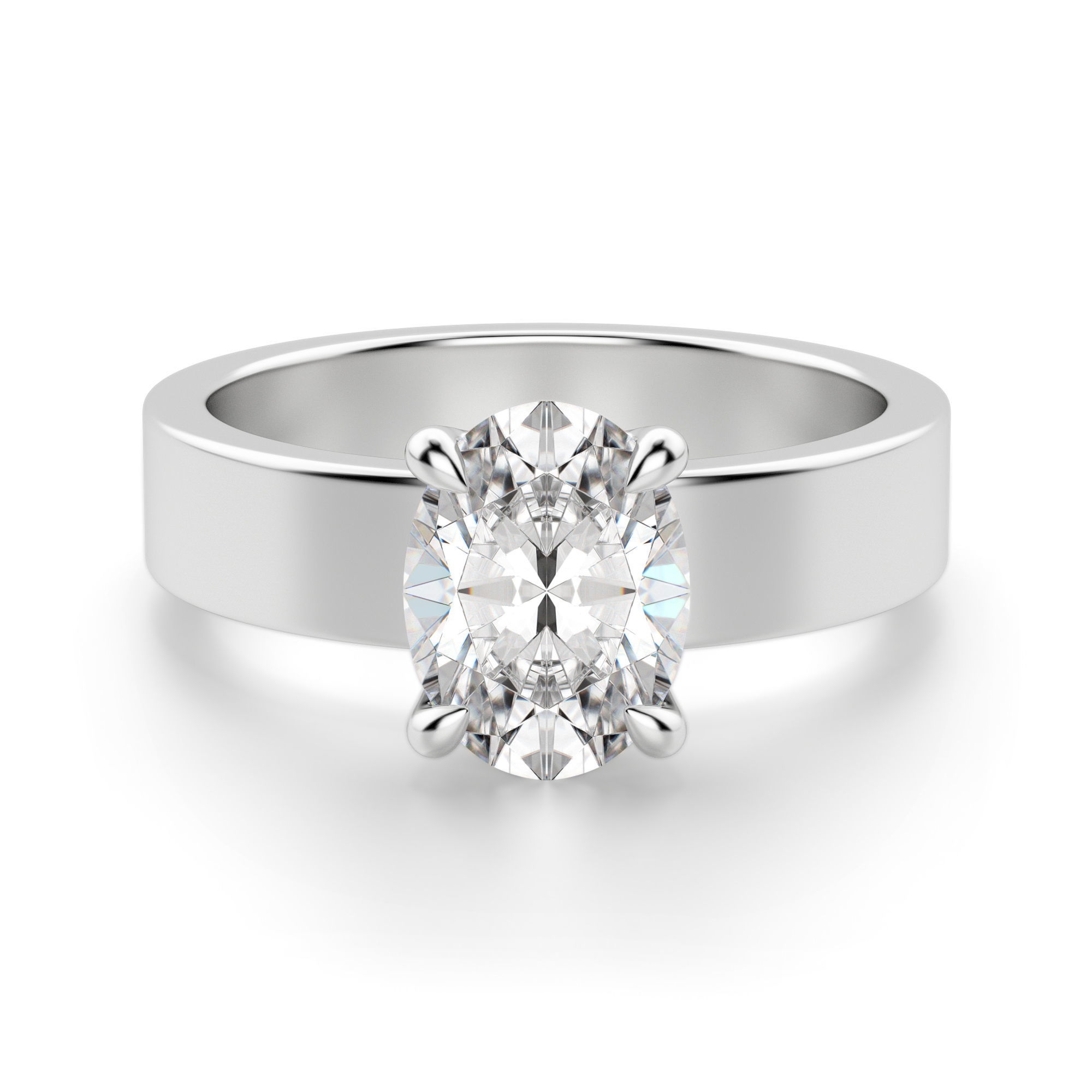 Basket Set Owalny 1.25 krt Masywny Pierścionek Zaręczynowy Diament Laboratoryjny 585 Białe Złoto (14K)