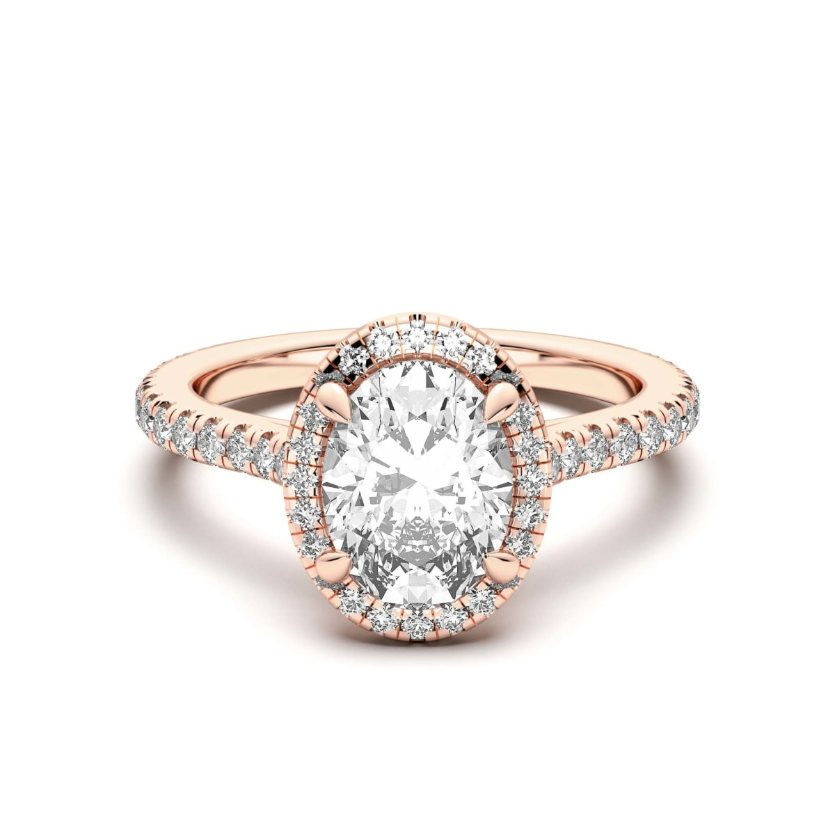 Prague Owalny 1.50 krt Pierścionek Zaręczynowy Diament Laboratoryjny 585 Różowe Złoto (14K)