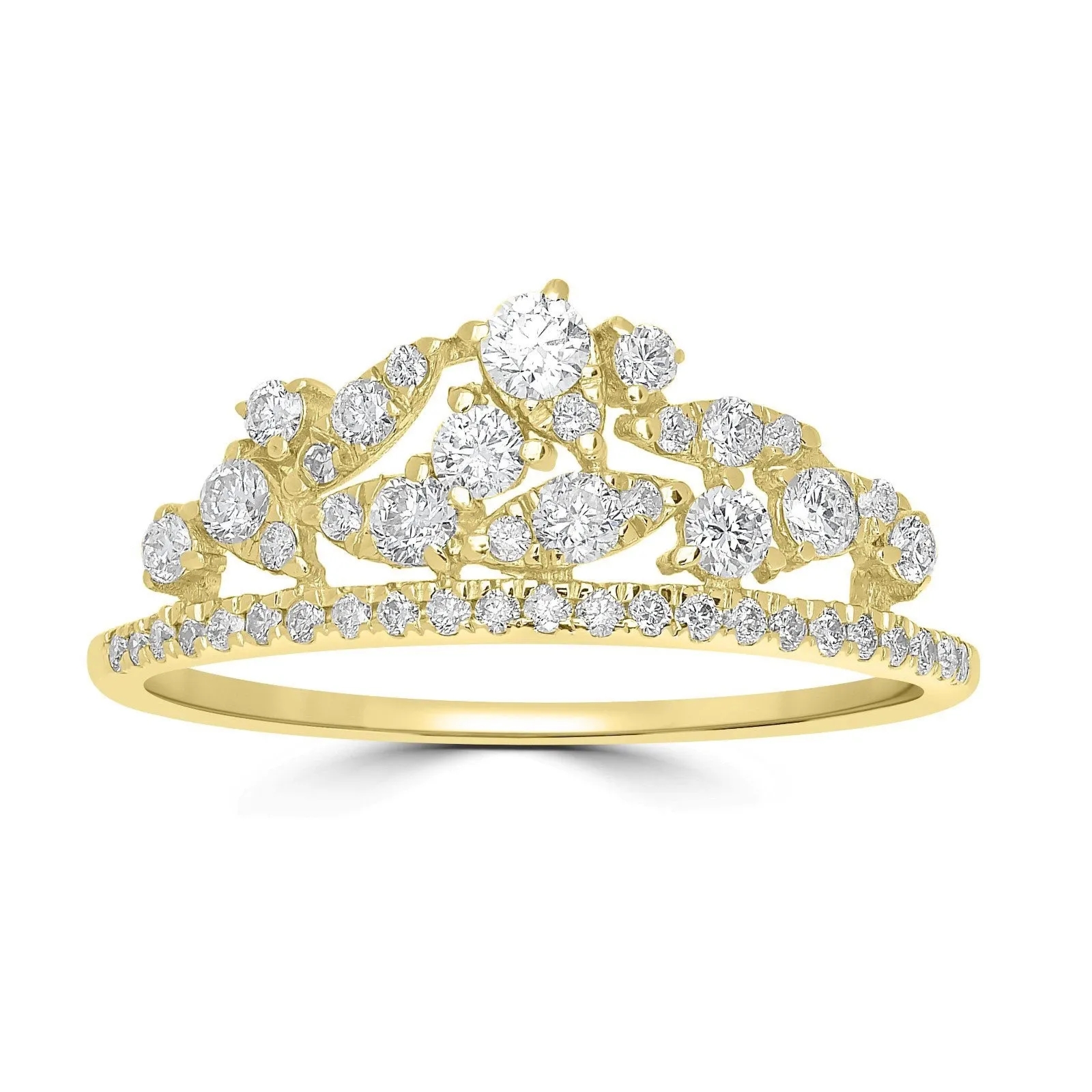 Pierścionek Korona Klastr z Żółtego Złota Diament Laboratoryjny