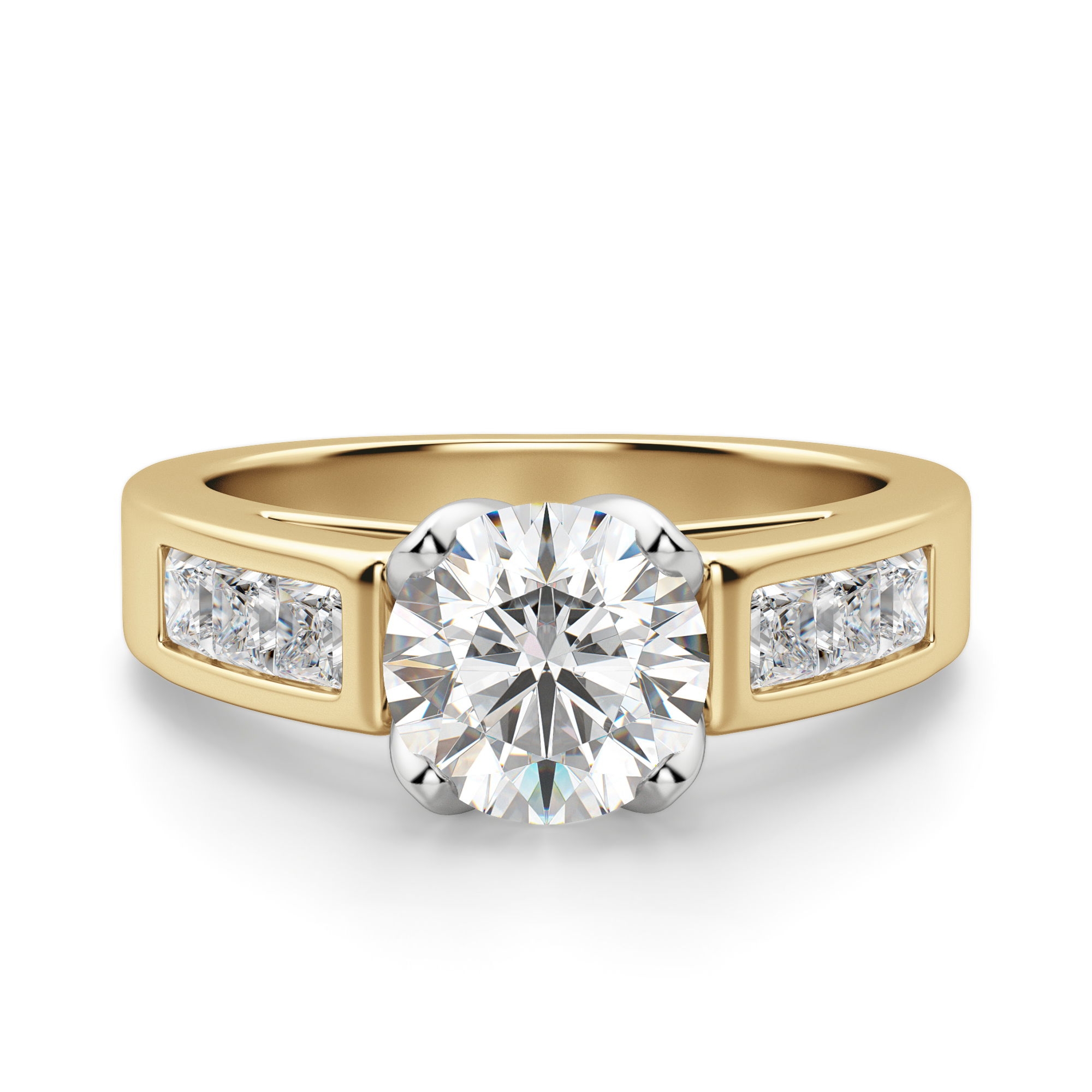 Color My World Okrągły 0.75 krt Pierścionek Zaręczynowy Diament Laboratoryjny 585 Żółte Złoto (14K)