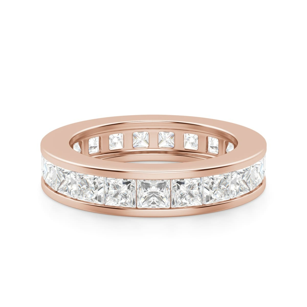 Obrączka Ślubna Eternity Channel Set Księżniczka 3.00 mm Laboratoryjny Diament 750 Różowe Złoto (18K)