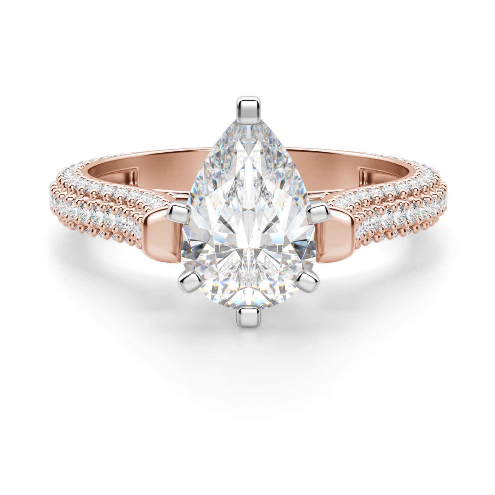 Seine Gruszkowy 2.00 krt Pierścionek Zaręczynowy Diament Laboratoryjny 585 Różowe Złoto (14K)