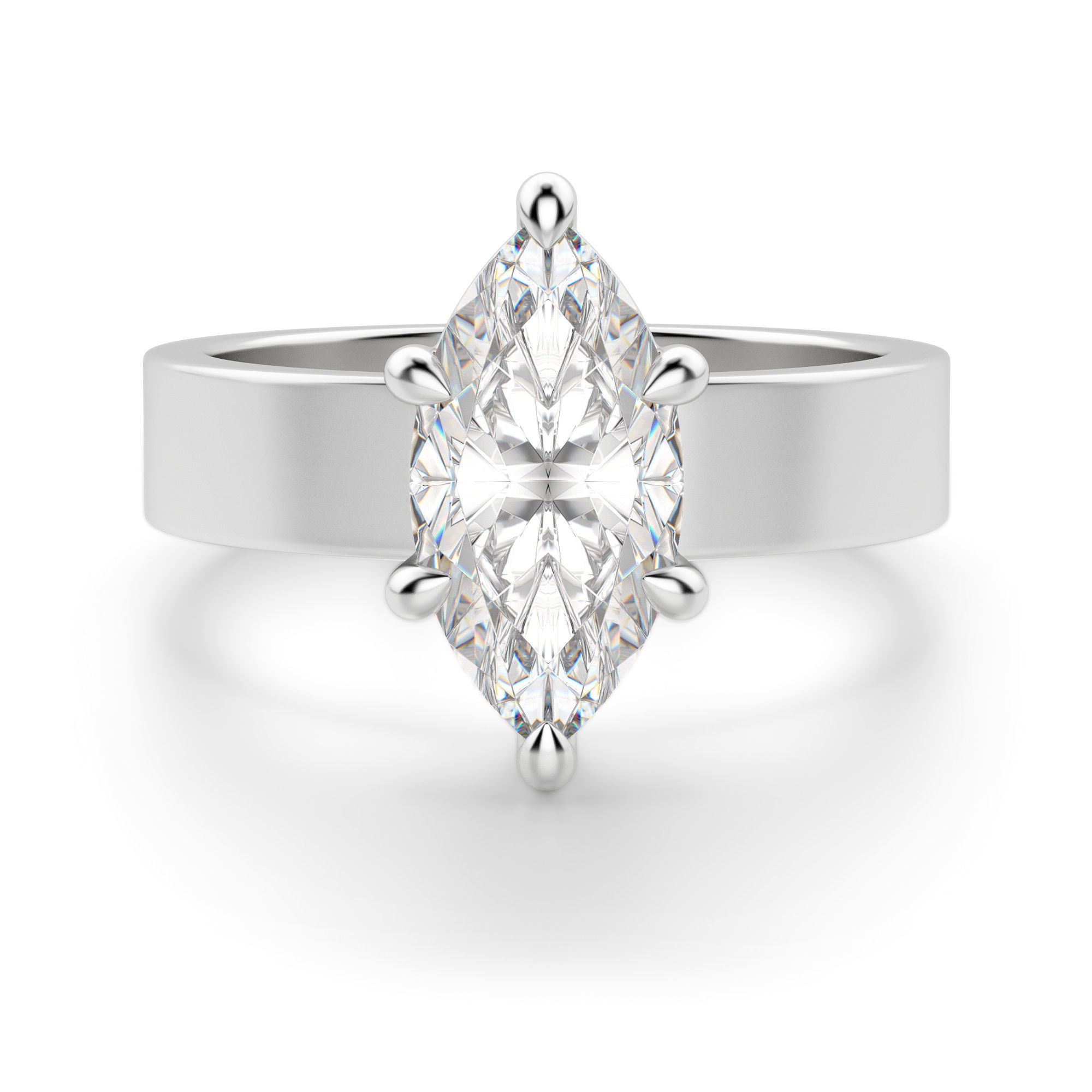 Basket Set Markizowy 1.75 krt Masywny Pierścionek Zaręczynowy Diament Laboratoryjny 585 Białe Złoto (14K)