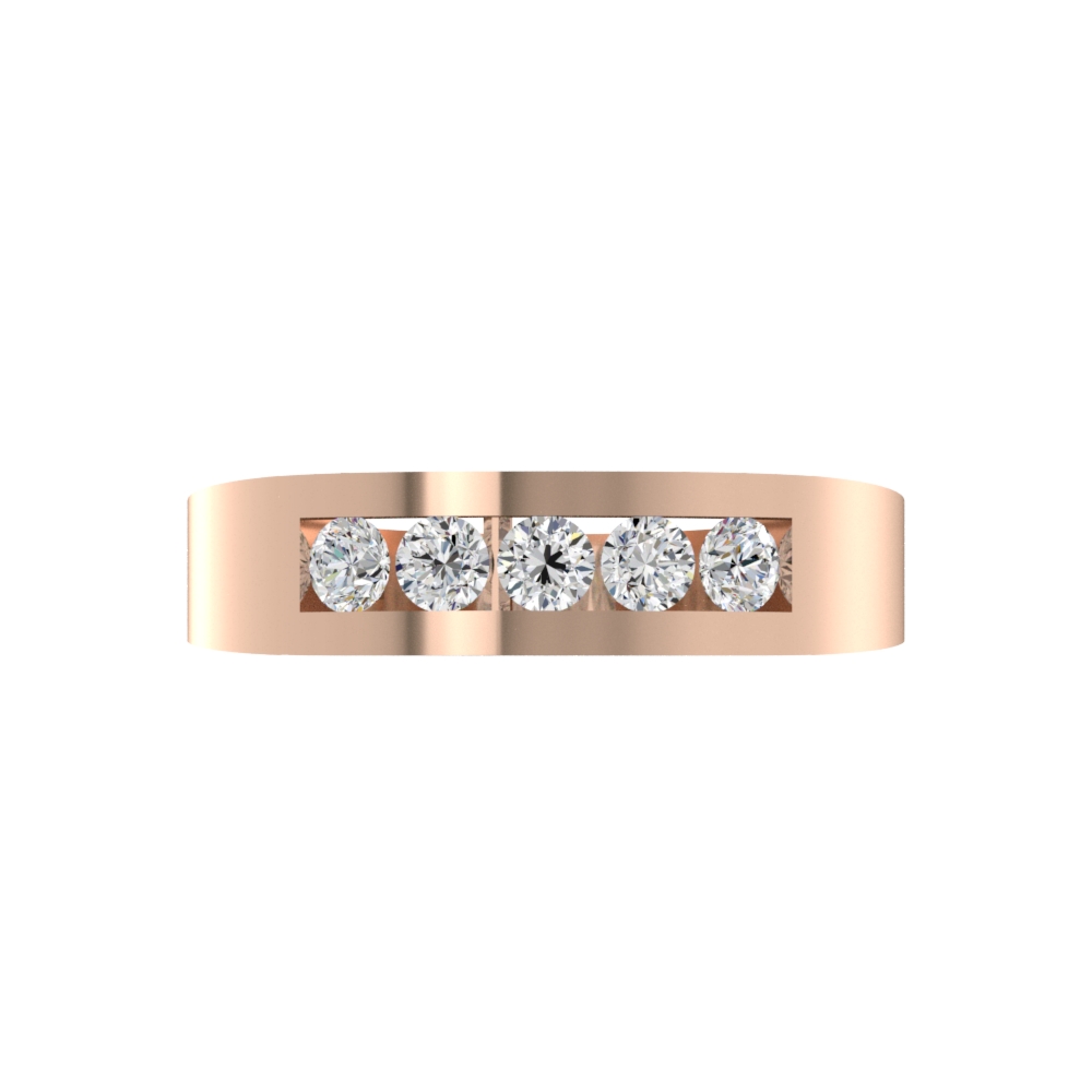 Obrączka Ślubna 5 Stones Diament Laboratoryjny 585 (14K) Różowe Złoto