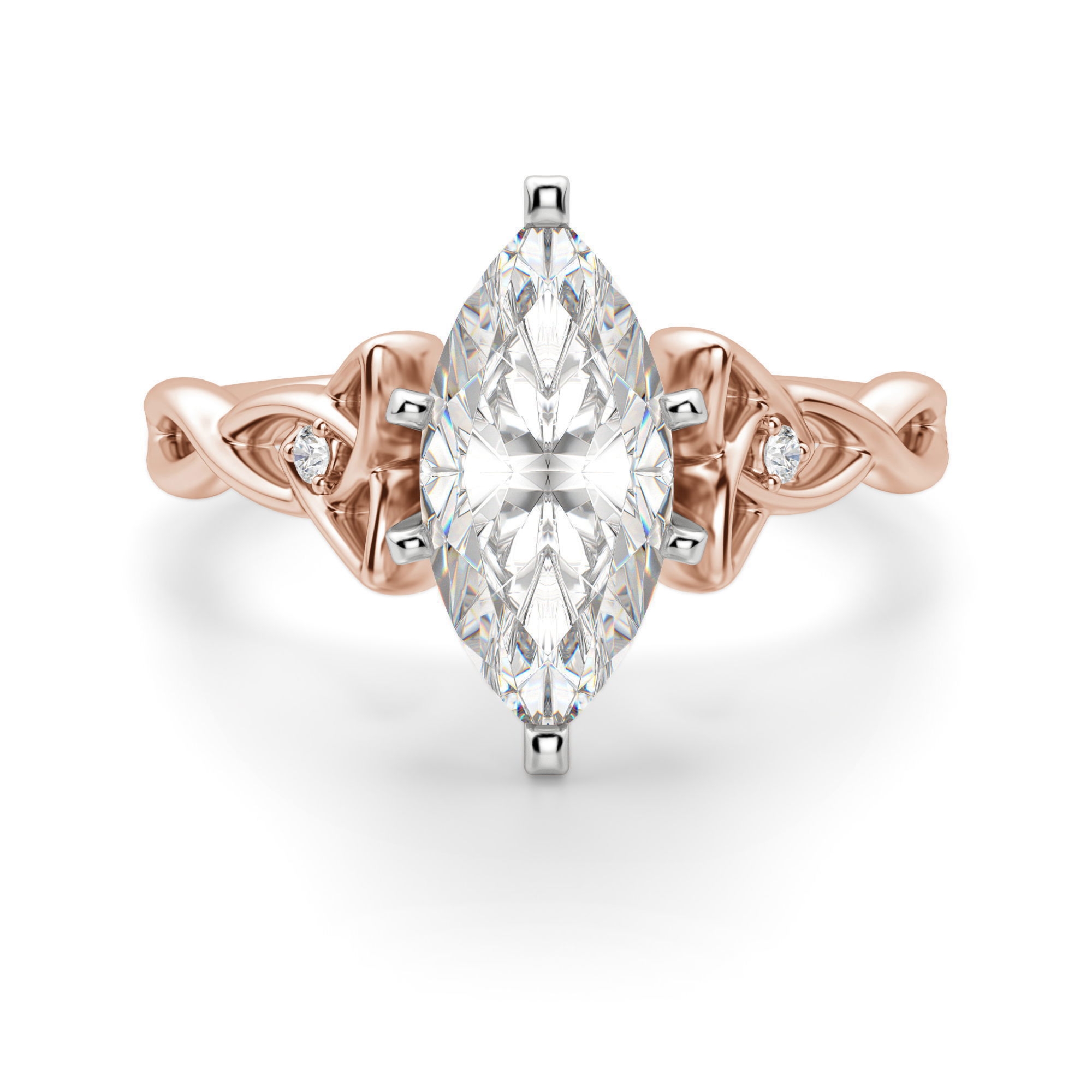 Celtic Knot Markizowy 2.50 krt Pierścionek Zaręczynowy Diament Laboratoryjny 585 Różowe Złoto (14K)