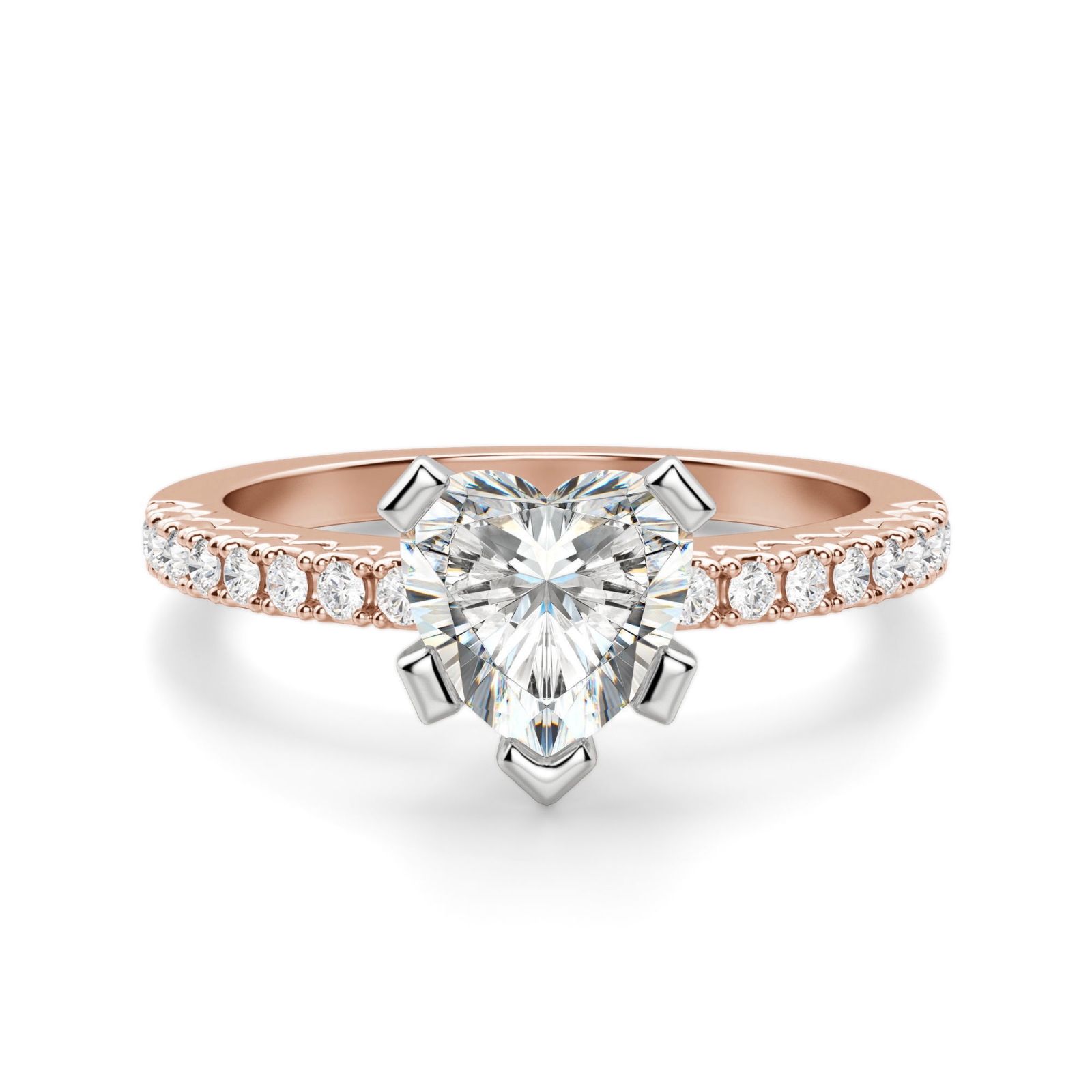 Angelix Sercowy 2.50 krt Pierścionek Zaręczynowy Diament Laboratoryjny 585 Różowe Złoto (14K)