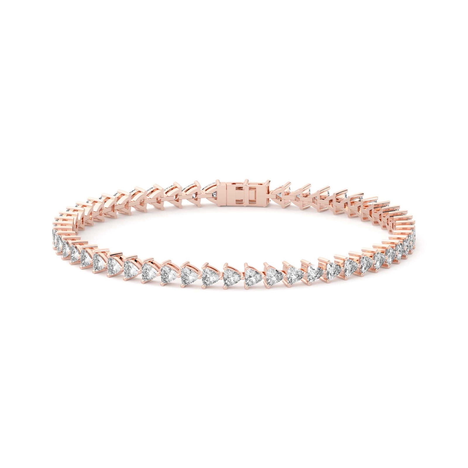 3 Prong Trillion Tenisowa Bransoletka s Laboratoryjnym Diamentem 5.50 krt z 14K (585) różowego złota