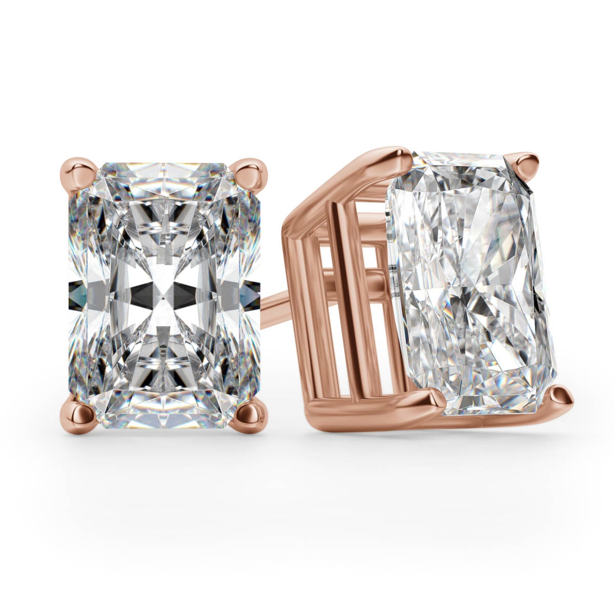 Kolczyki Sztyfty Radiant 4.00 Karata Tension Back Basket Set Diament Laboratoryjny 585 Różowe Złoto (14K)