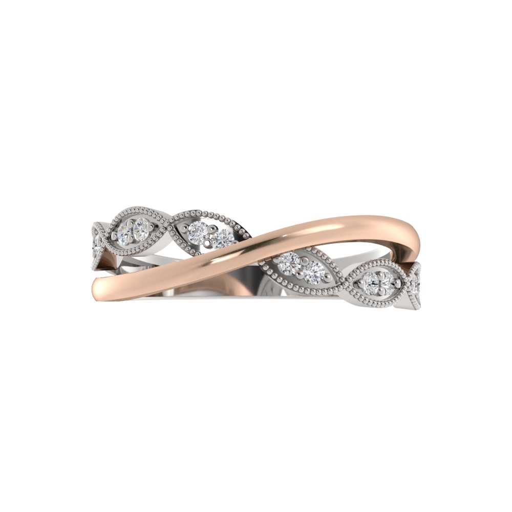 Obrączka Ślubna Duo Vivo Pavé 1.70 MM Diament Naturalny 750 (18K) Różowe & Białe Złoto