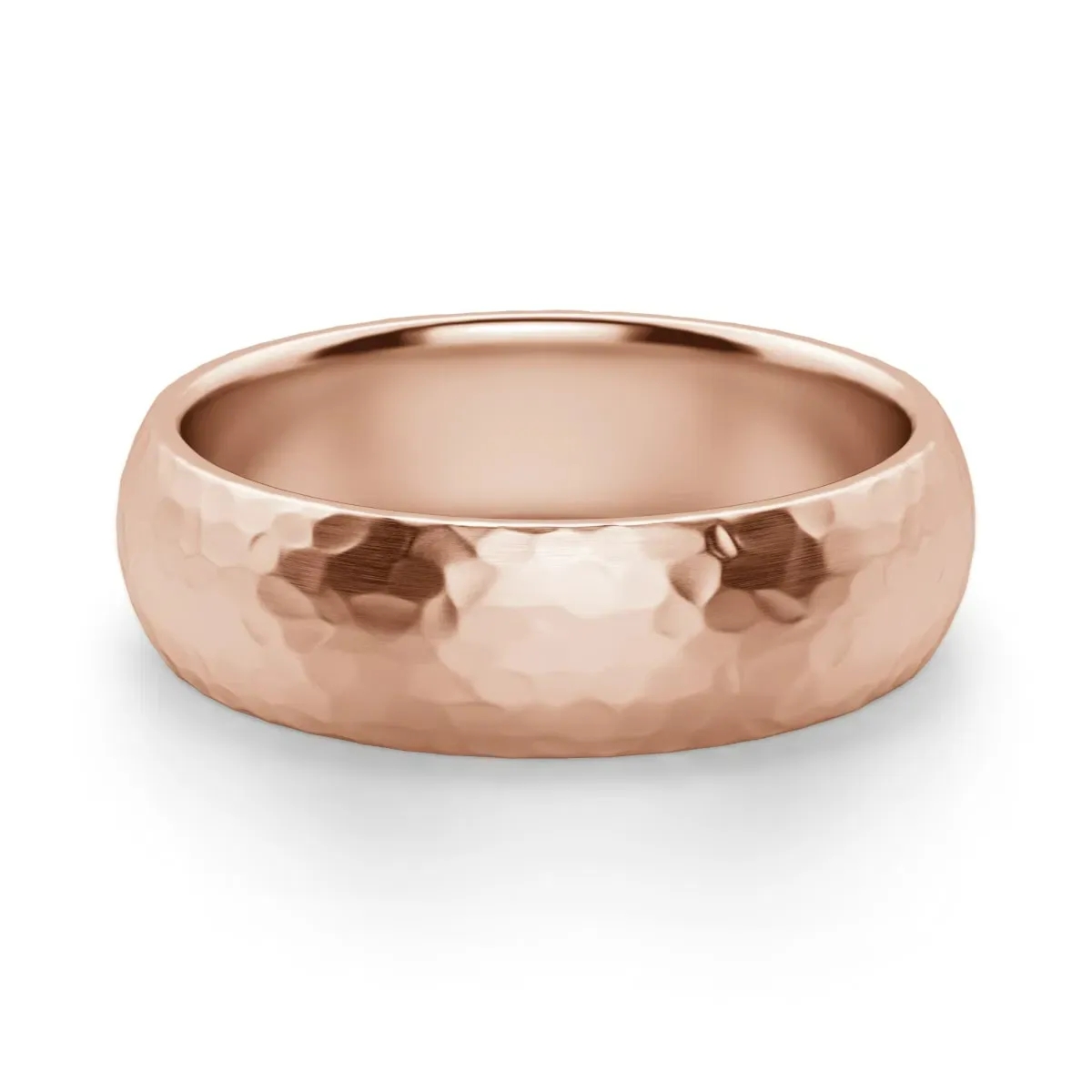 Hammered Comfort Męska Obrączka Ślubna 6 MM 585 Różowe Złoto (14K)