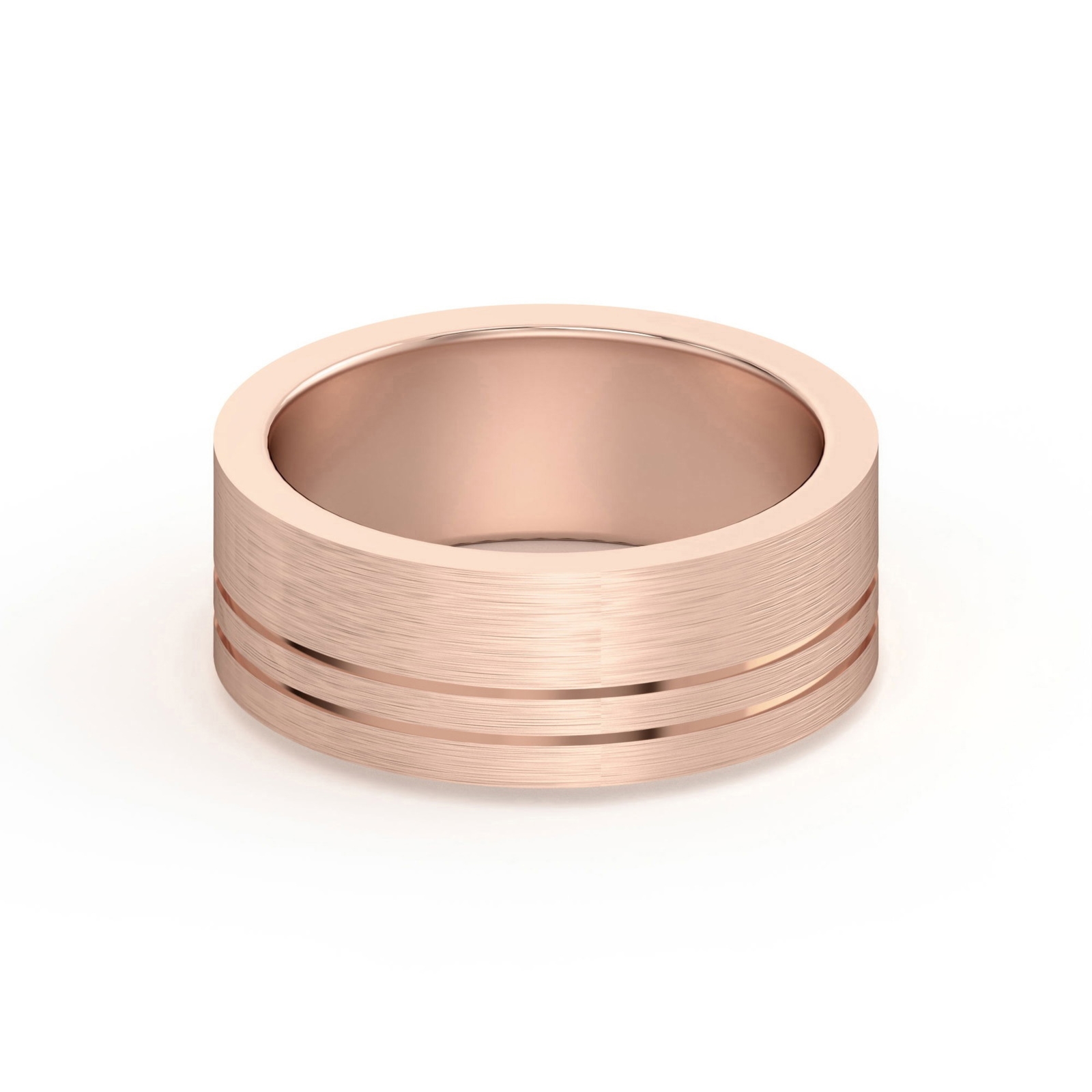 Double Lined Flat Obrączka Ślubna 585 Różowe Złoto (14K) 7 MM