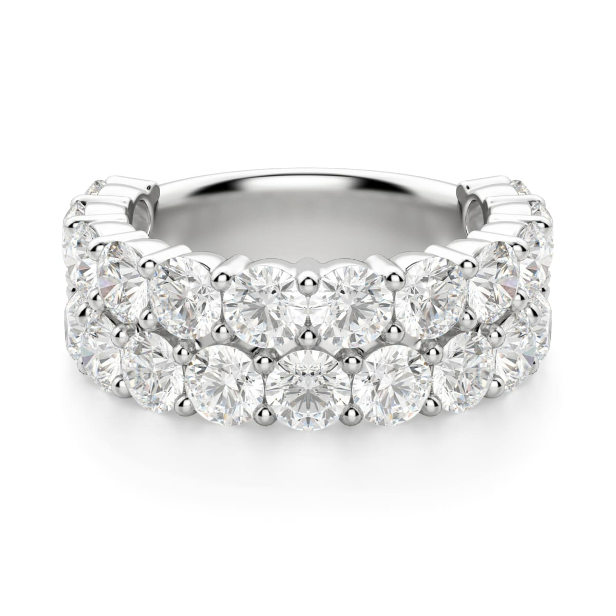 Obrączka Ślubna Half Eternity Pave z Okrągłymi Kamieniami 3.50 mm Laboratoryjny Diament 750 Białe Złoto (18K)