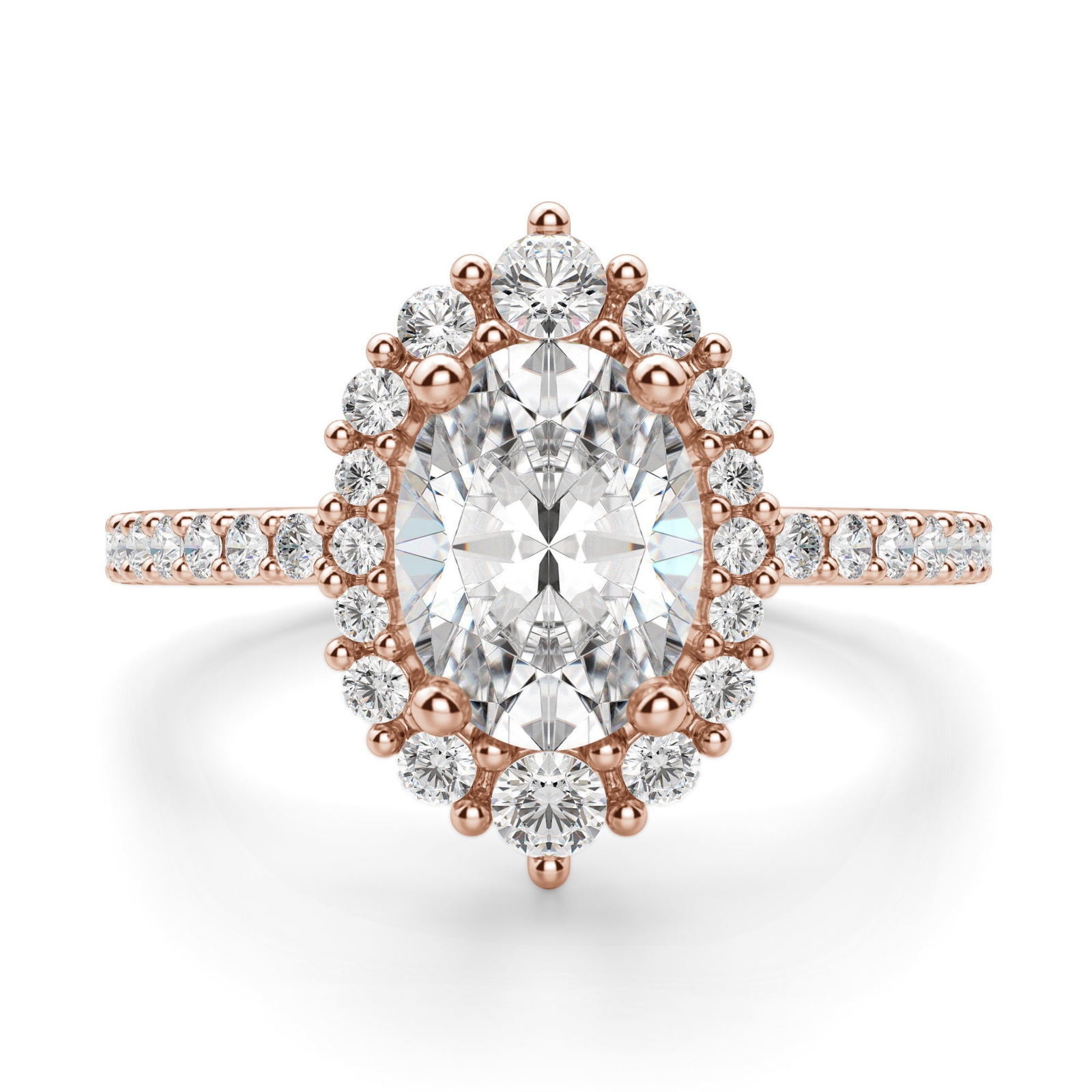 Barcelona Owalny 0.75 krt Pierścionek Zaręczynowy Diament Laboratoryjny 585 Różowe Złoto (14K)