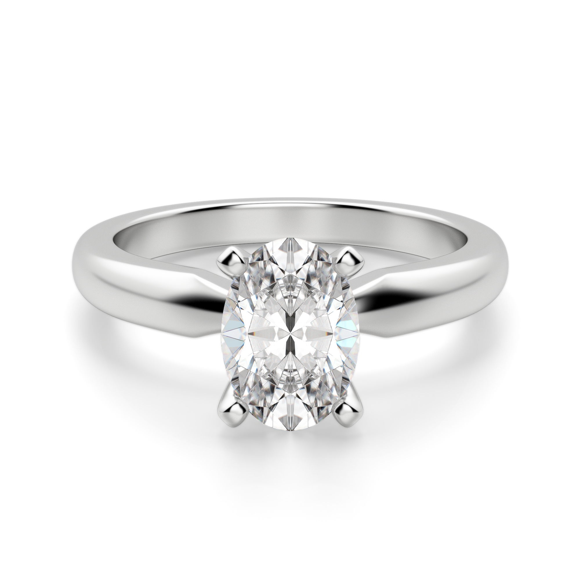 Tapered Solitaire Owalny 3.00 krt Klasyczny Pierścionek Zaręczynowy Diament Laboratoryjny 585 Białe Złoto (14K)