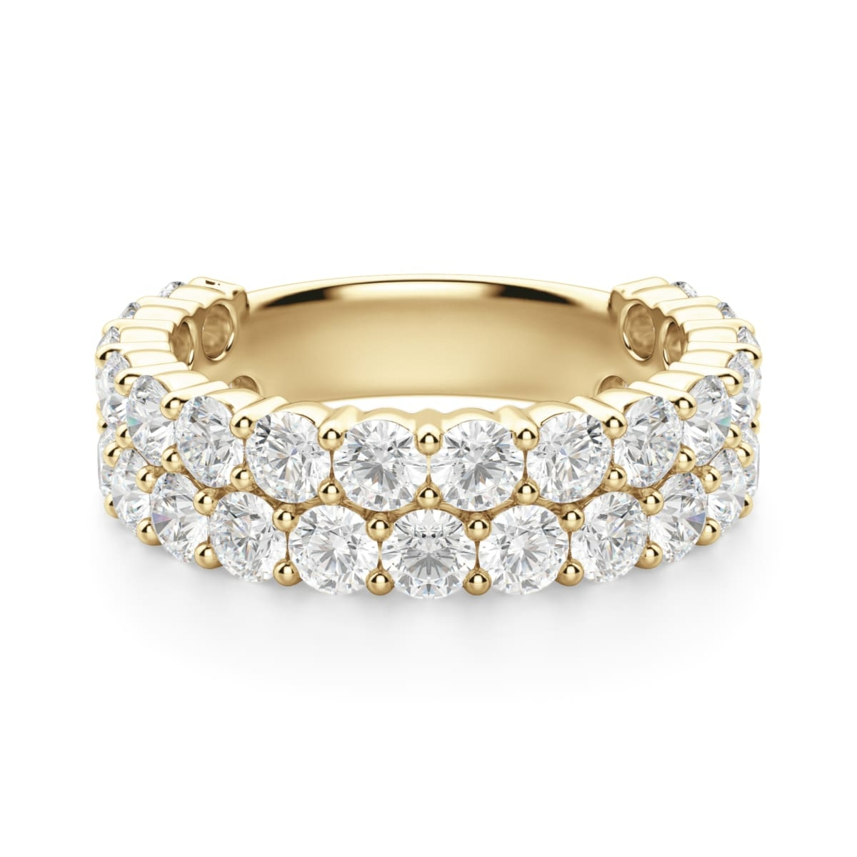 Obrączka Ślubna Half Eternity Pave z Okrągłymi Kamieniami 2.70 mm Laboratoryjny Diament 750 Żółte Złoto (18K)