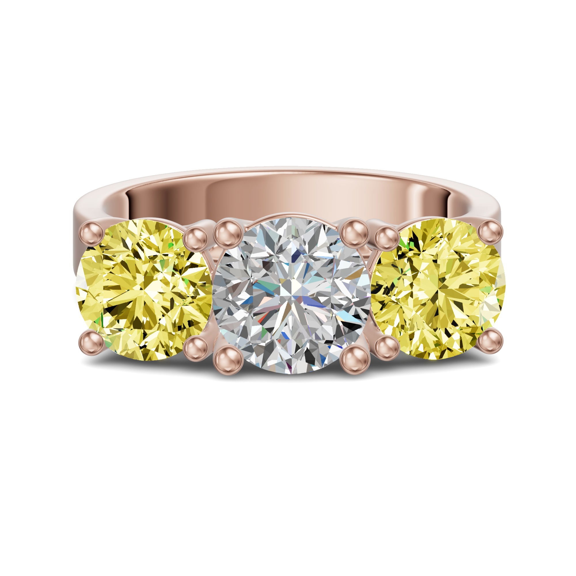 Okrągły Pierścionek Zaręczynowy Open Arms 3.00 ct z Cytrynami i Diamentem Naturalnym 585 Różowe Złoto