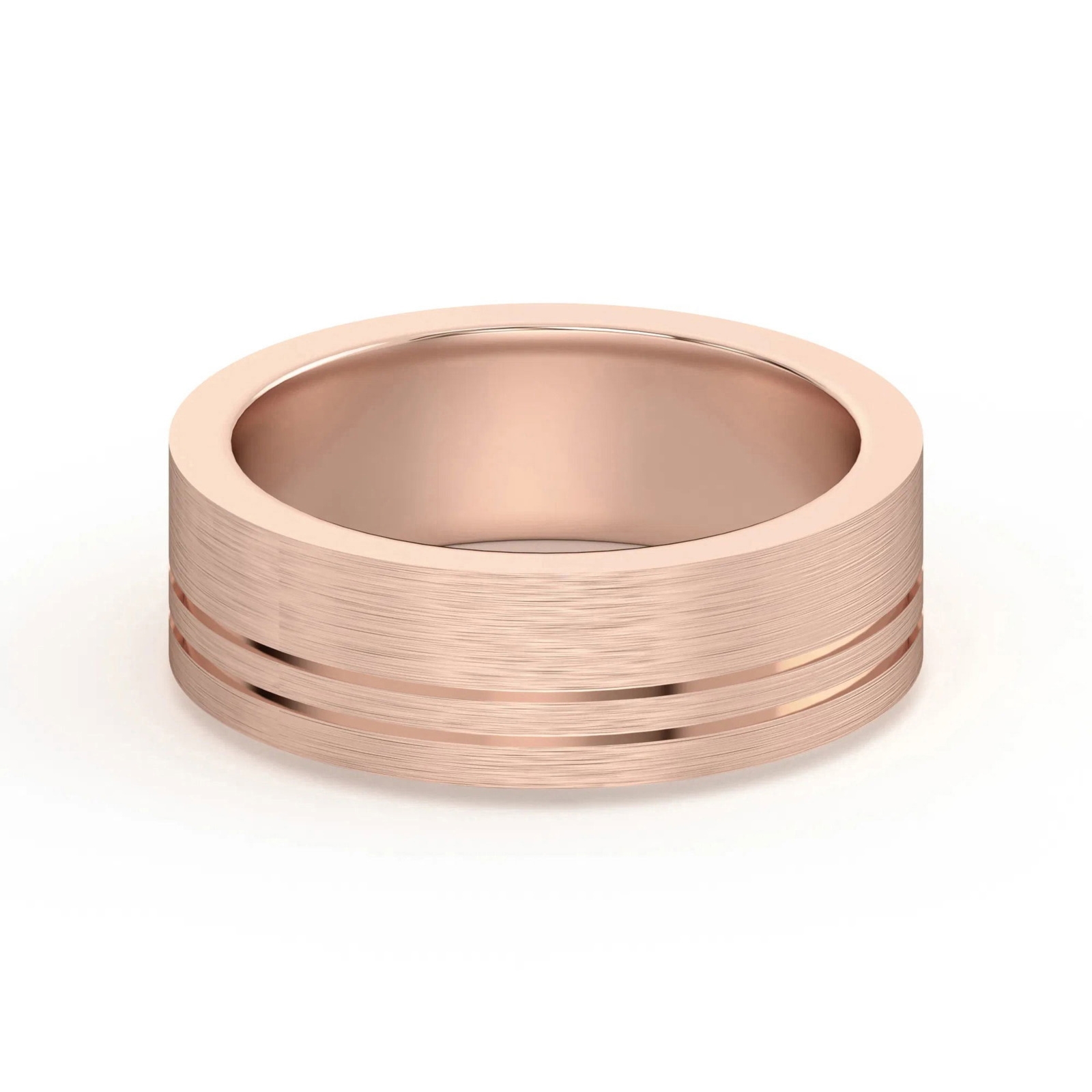 Double Lined Flat Obrączka Ślubna 585 Różowe Złoto (14K) 6 MM