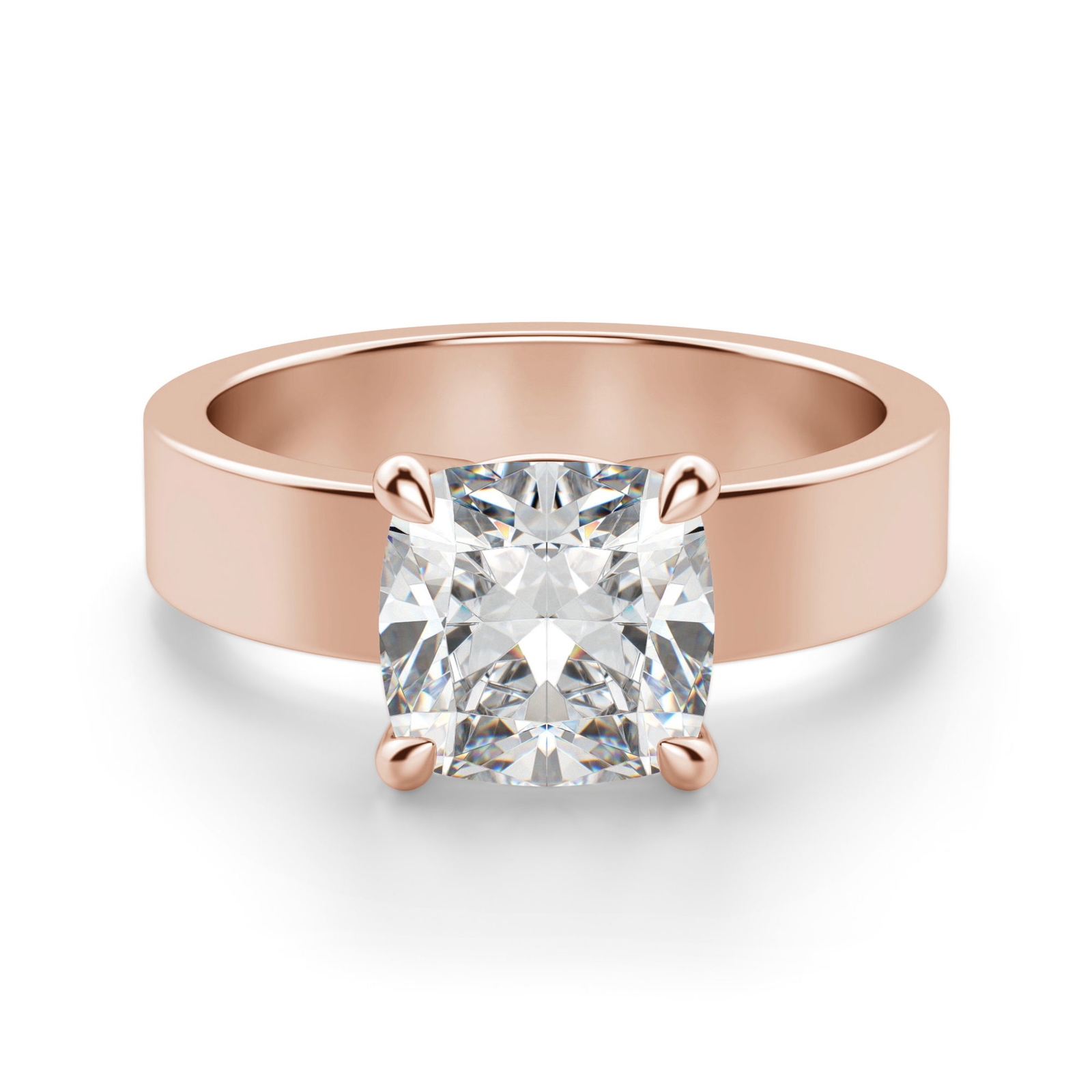 Basket Set Poduszkowy 3.00 krt Masywny Pierścionek Zaręczynowy Diament Laboratoryjny 585 Różowe Złoto (14K)