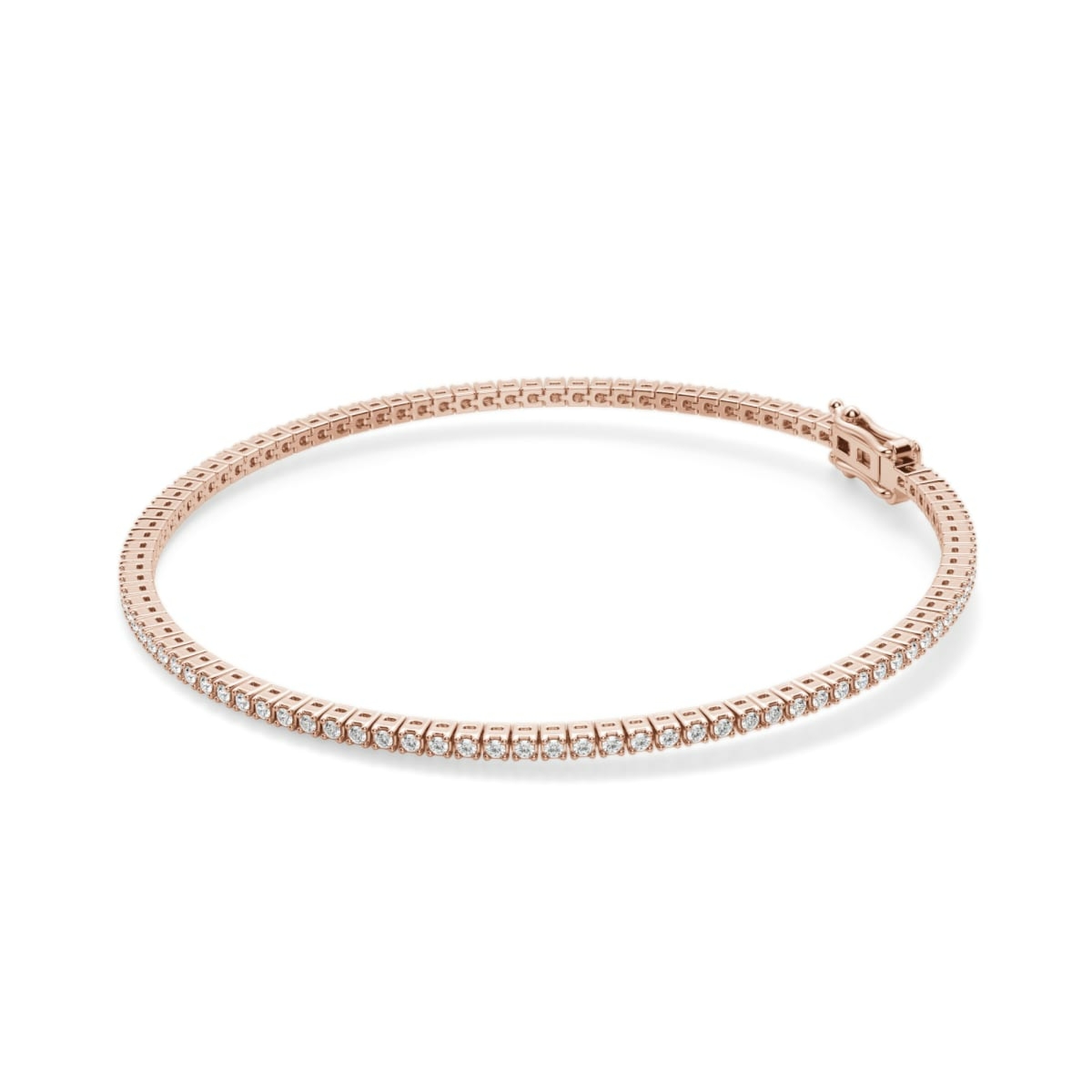 4 Prong Okrągła Diamentowa Tenisowa Bransoletka 1.00 krt z 14K (585) Różowego Złota