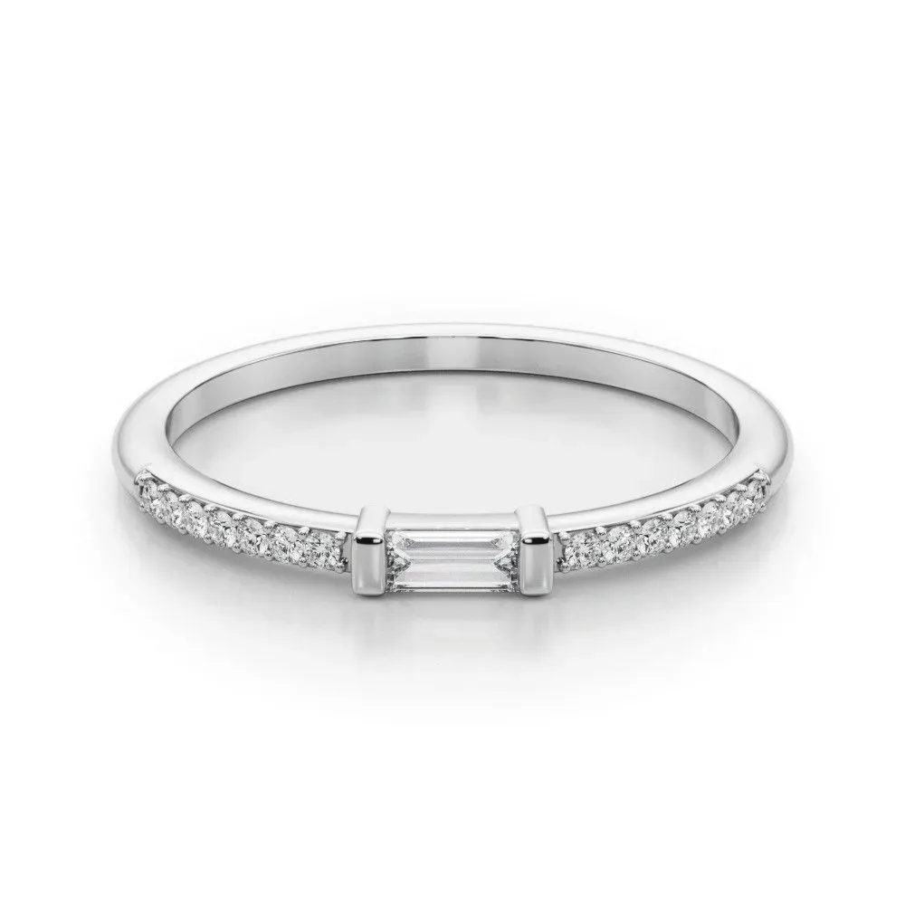 Pierścionek Baguette 0.17 ct Diament Laboratoryjny 585 Białe Złoto