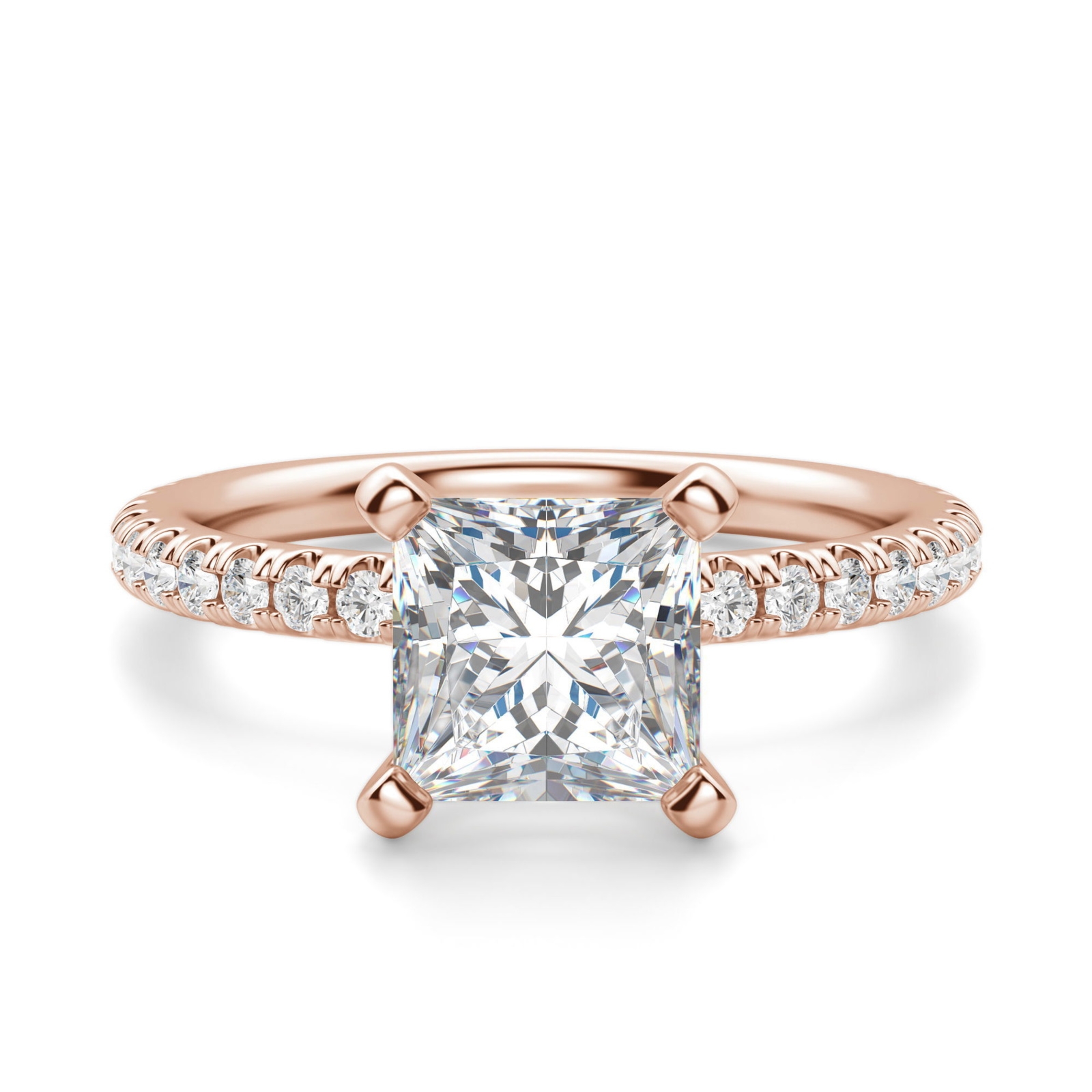 Petite Accented Księżniczka 1.00 krt Pierścionek Zaręczynowy Diament Laboratoryjny 585 Różowe Złoto (14K)