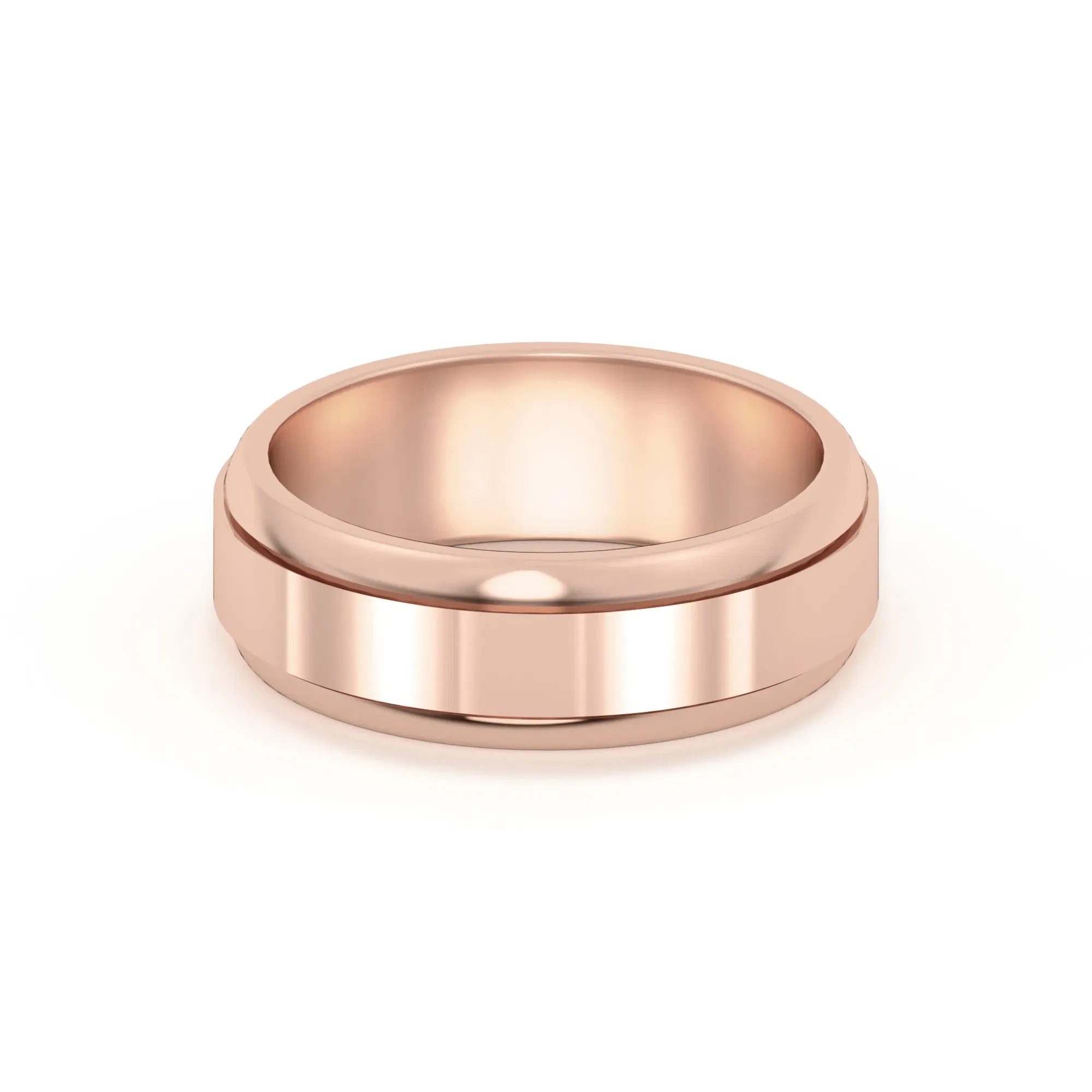 Raised Edge Channel Wysoka Polska Obrączka Ślubna 585 Różowe Złoto (14K) 6 MM