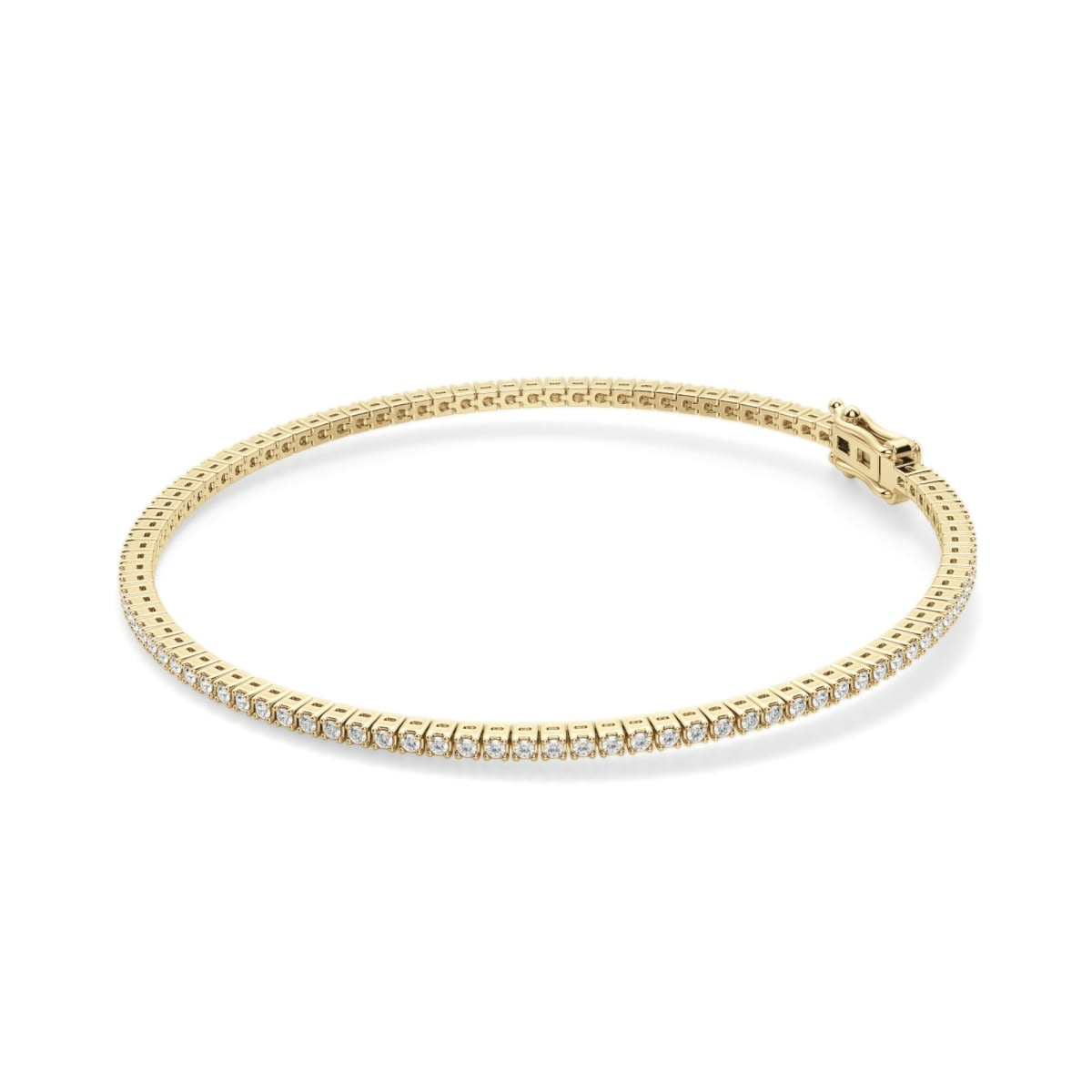 4 Prong Okrągła Diamentowa Tenisowa Bransoletka 1.00 krt z Żółtego Złota pr. 14K (585)