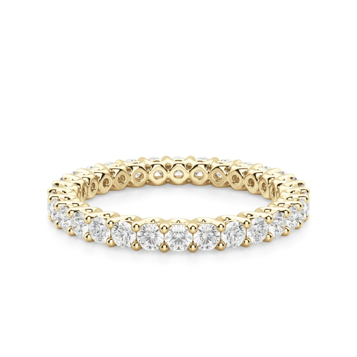 Obrączka Ślubna Eternity Scallop Set z Okrągłymi Kamieniami 2.00 mm Laboratoryjny Diament 750 Żółte Złoto (18K)