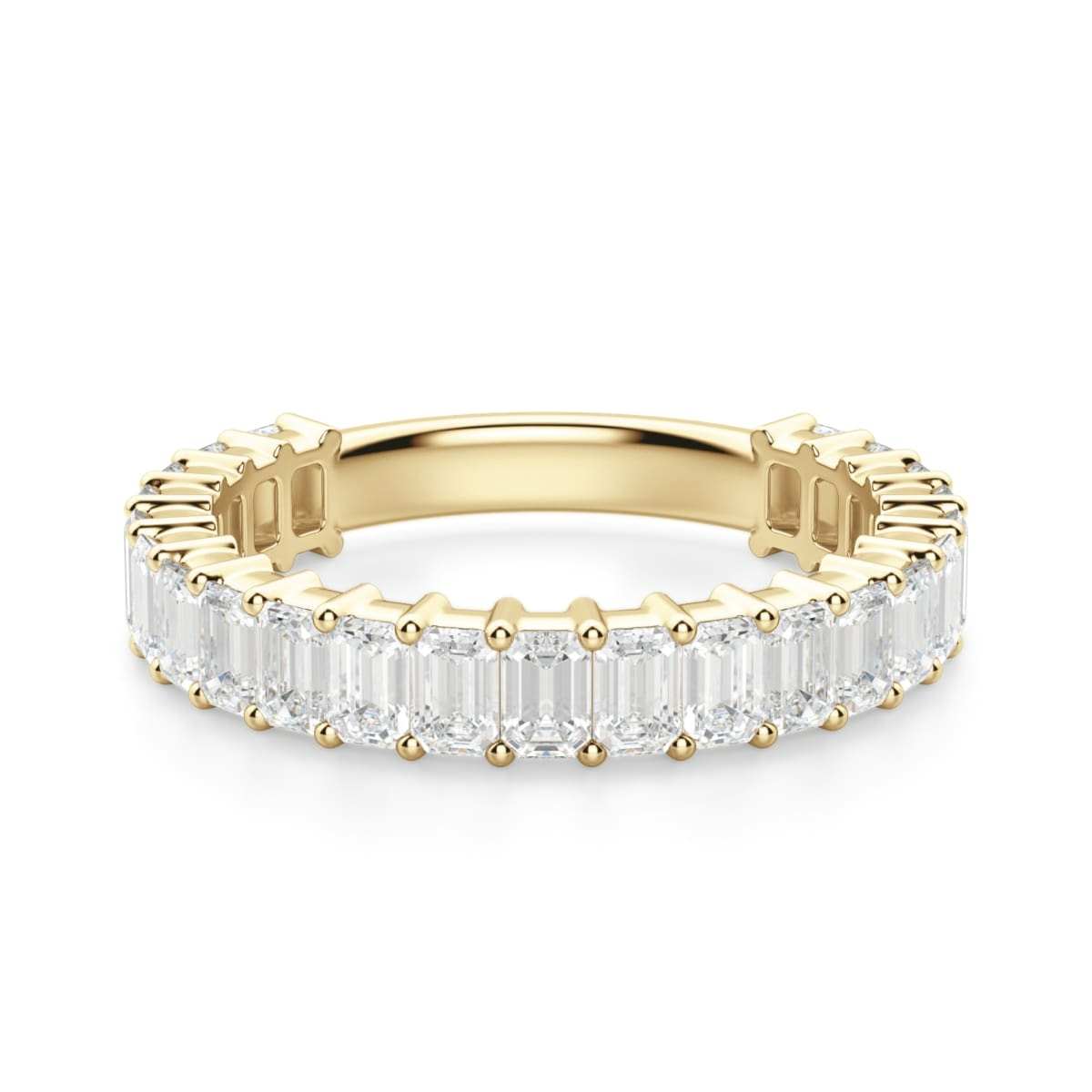 Obrączka Ślubna Half Eternity Szmaragd 3x2 mm Laboratoryjny Diament 750 Żółte Złoto (18K)