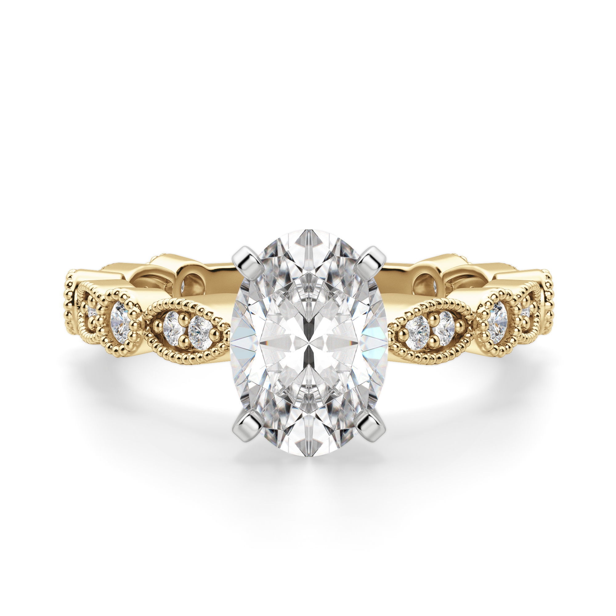 Infinite Love Owalny 3.00 krt Pierścionek Zaręczynowy Diament Laboratoryjny 585 Żółte Złoto (14K)