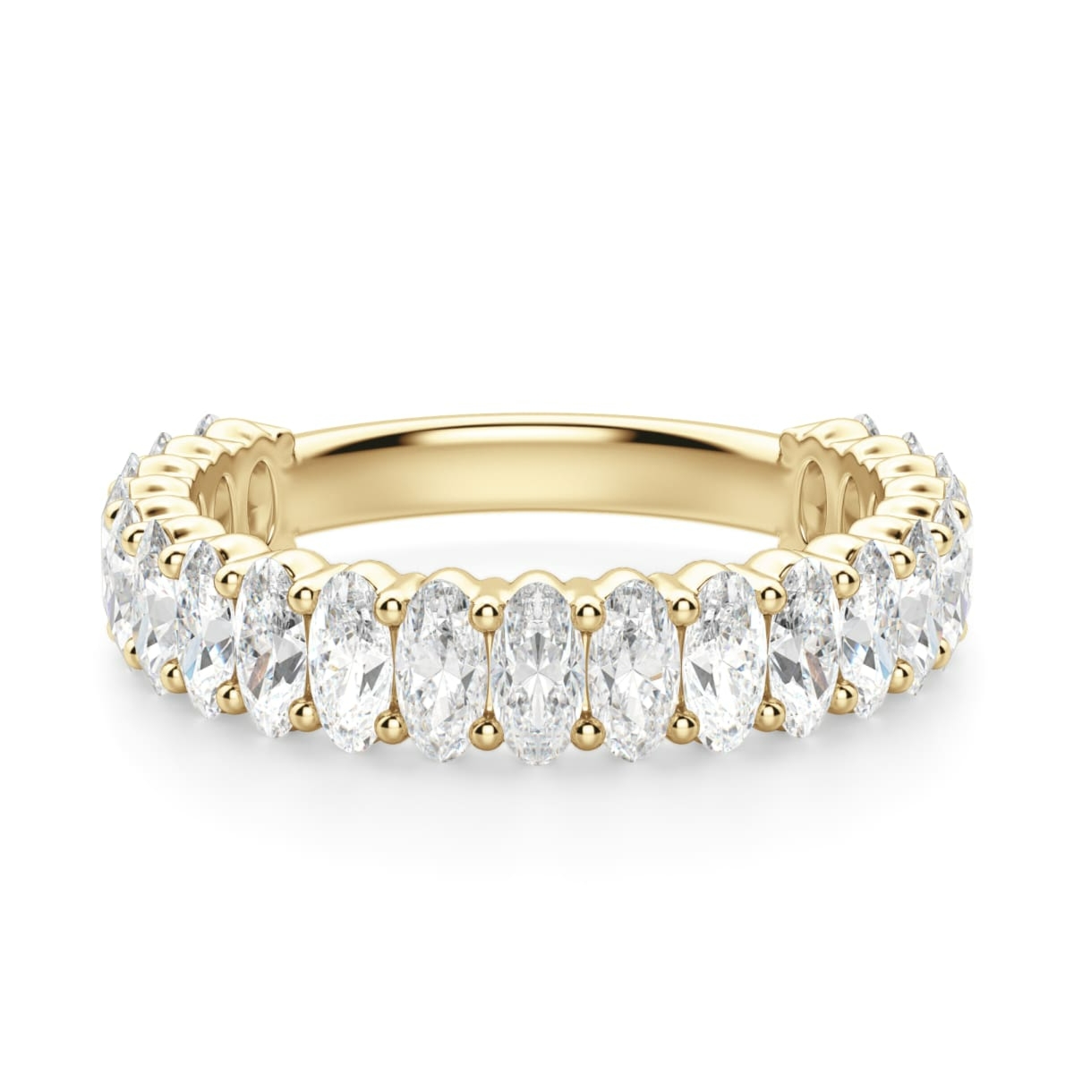Obrączka Ślubna Half Eternity z Owalnymi Kamieniami 4x3 mm Laboratoryjny Diament 750 Żółte Złoto (18K)