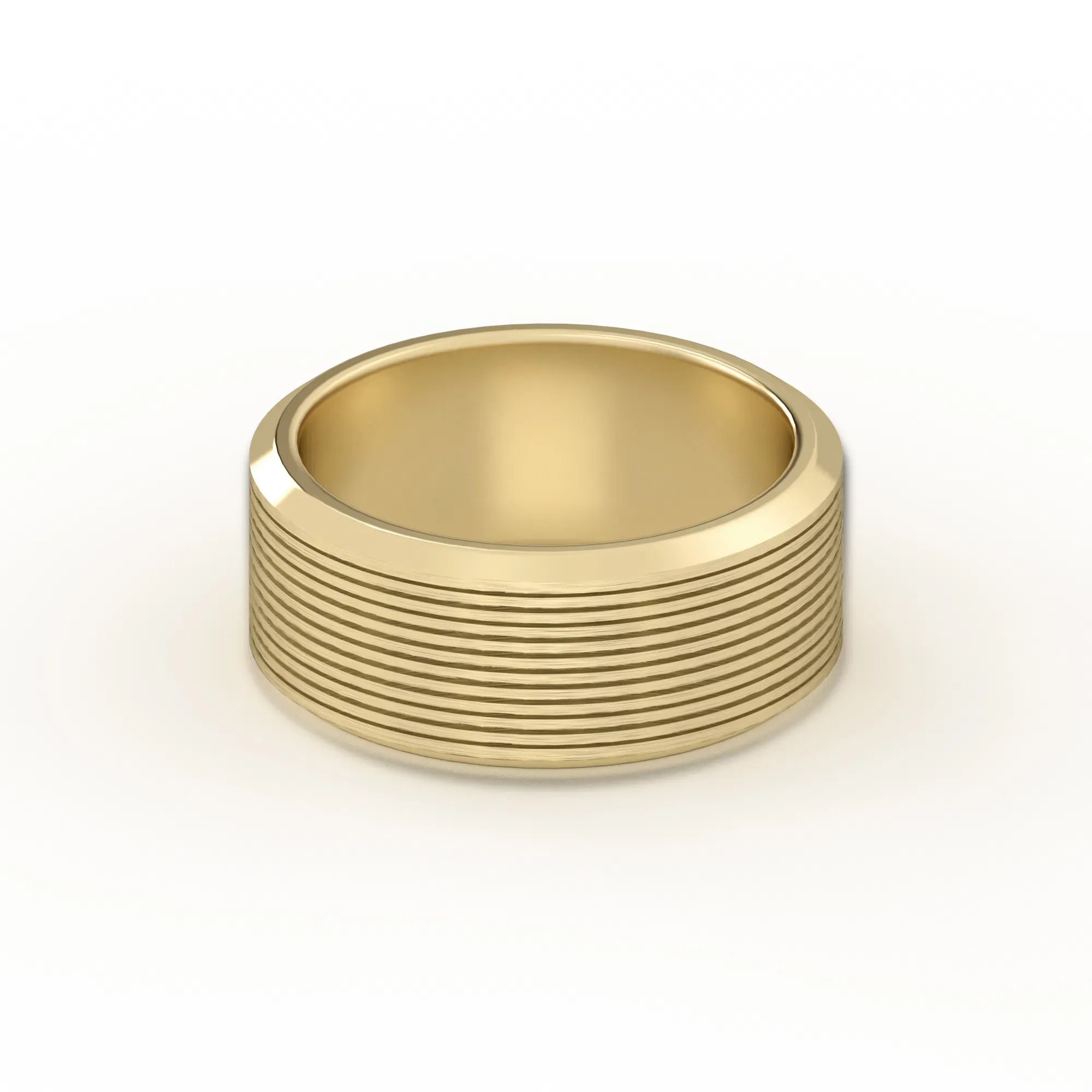 Teksturowana Obrączka Ślubna Edge Satin Finish 585 Żółte Złoto (14K) 8 MM