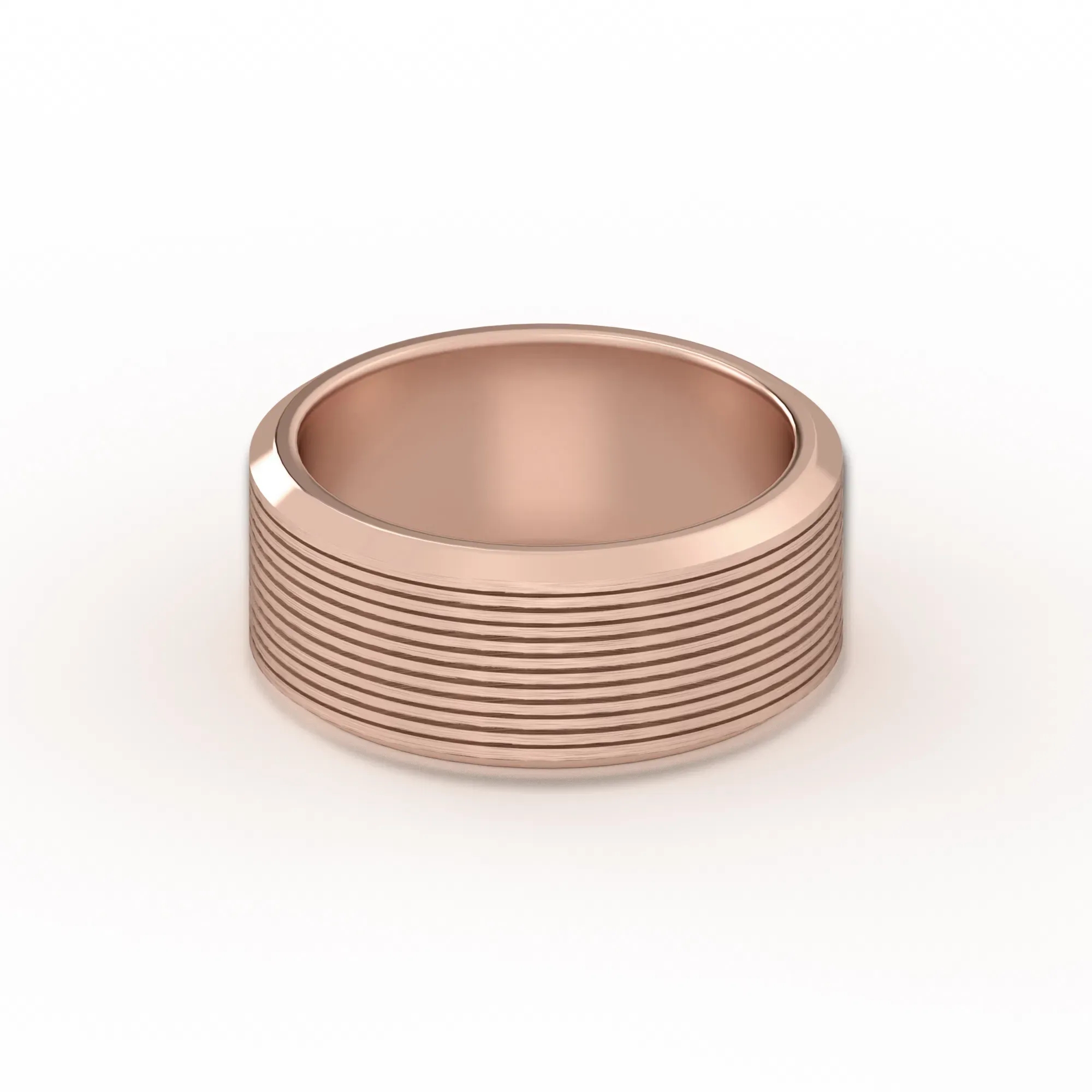 Teksturowana Obrączka Ślubna Edge Satin Finish 585 Różowe Złoto (14K) 8 MM