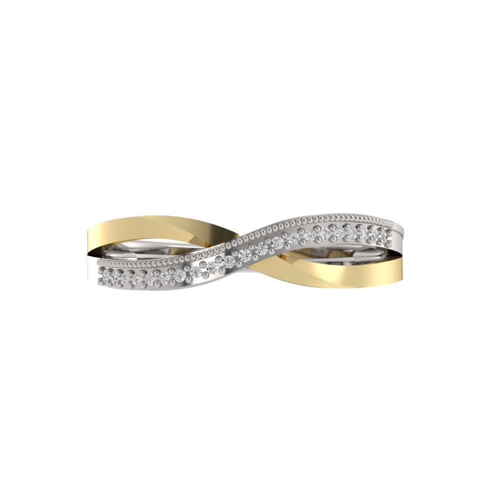 Obrączka Ślubna Gentle Infinity 1.30 MM Diament Naturalny 750 (18K) Żółte & Białe Złoto
