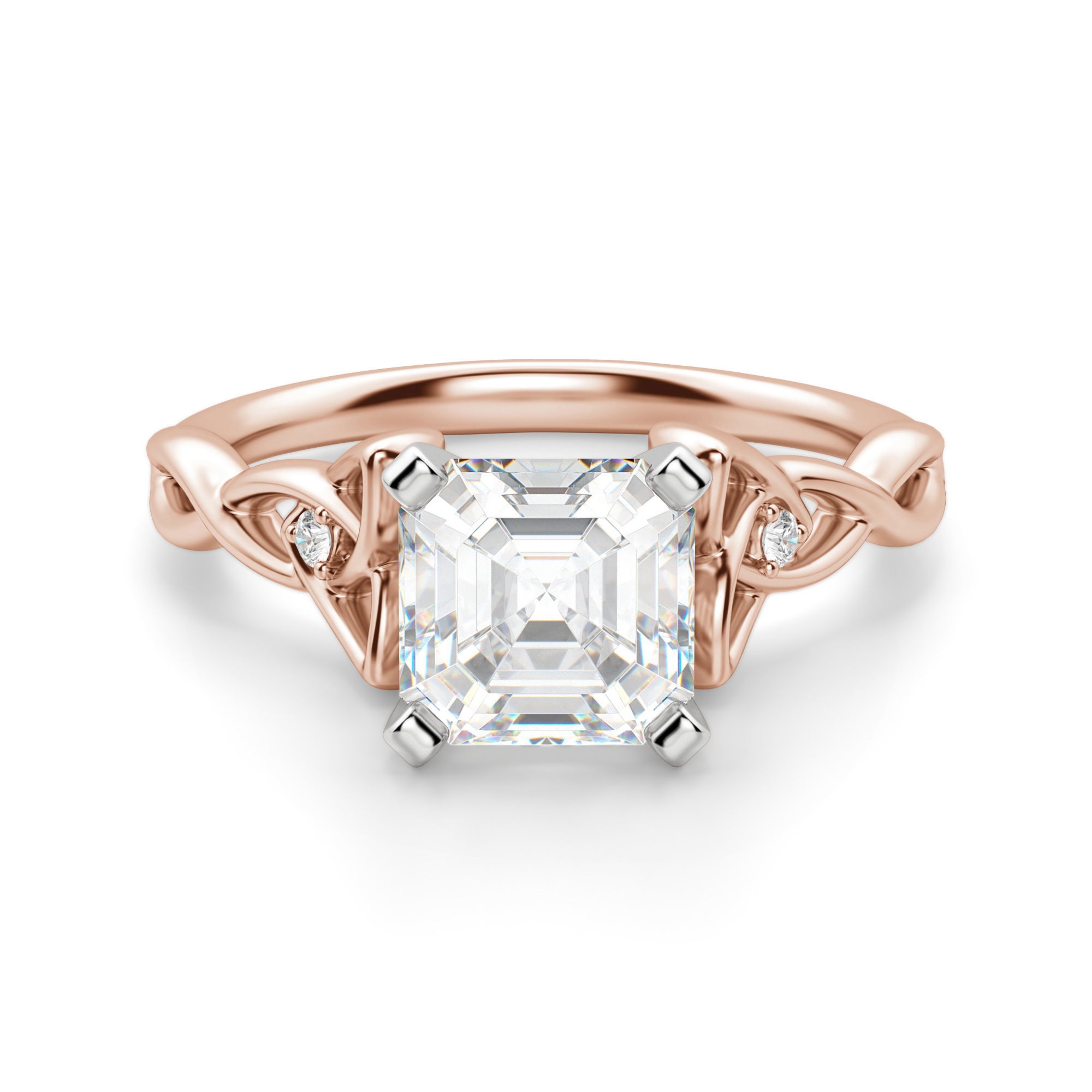 Celtic Knot Asscher 0.50 krt Pierścionek Zaręczynowy Diament Laboratoryjny 585 Różowe Złoto (14K)