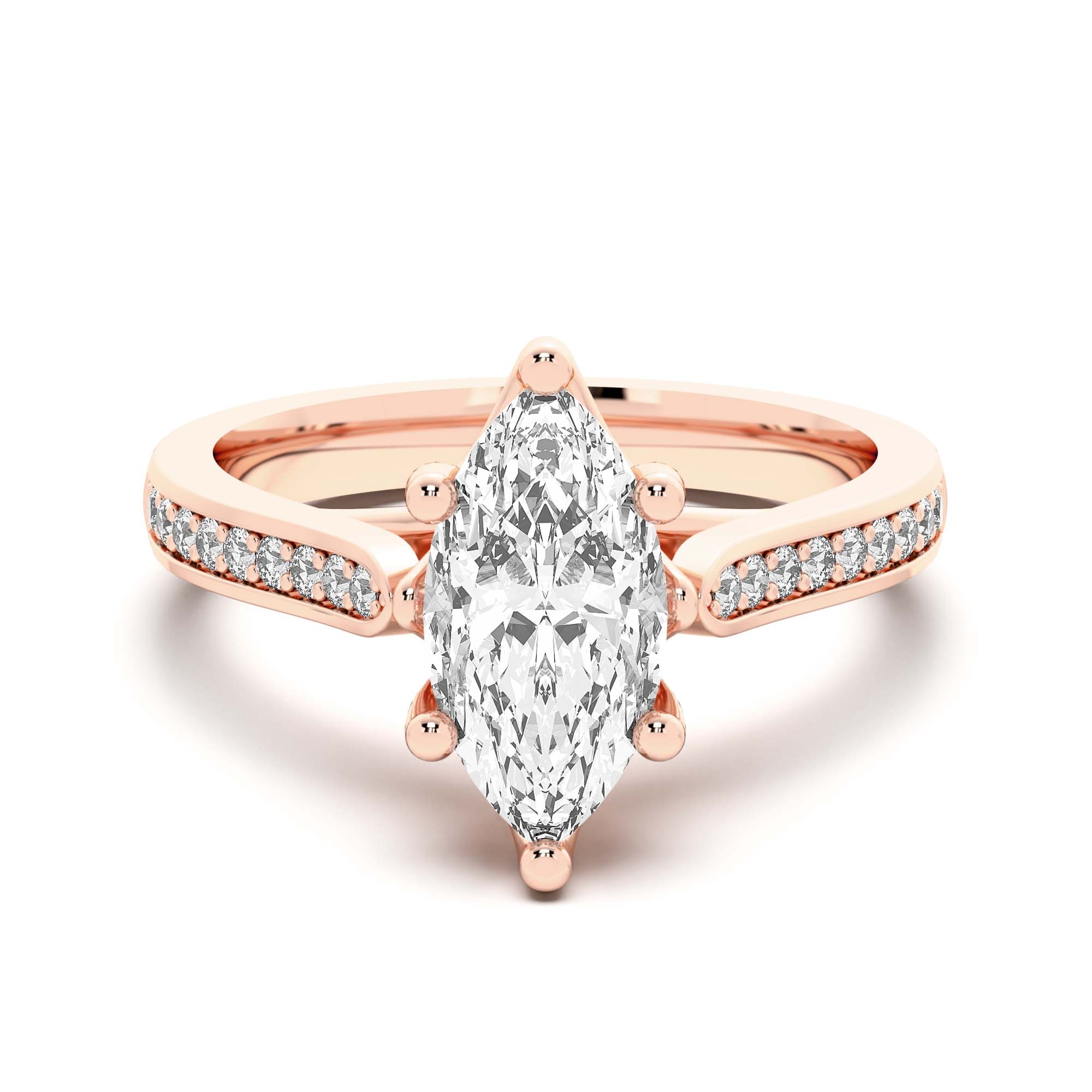 Bali Accented Markizowy 1.25 krt Pierścionek Zaręczynowy Diament Laboratoryjny 585 Różowe Złoto (14K)