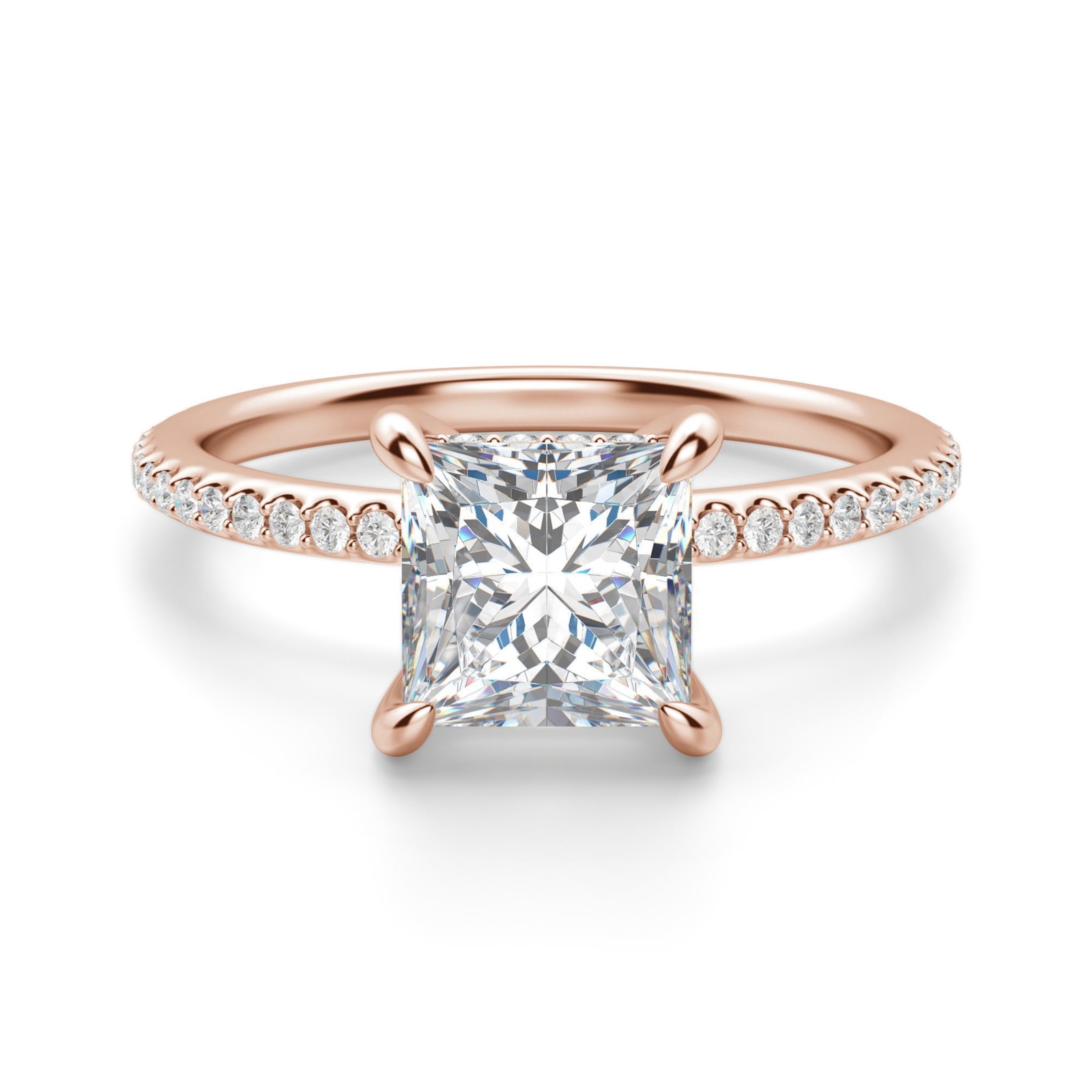 Hidden Halo Accented Księżniczka 1.25 krt Pierścionek Zaręczynowy Diament Laboratoryjny 585 Różowe Złoto (14K)