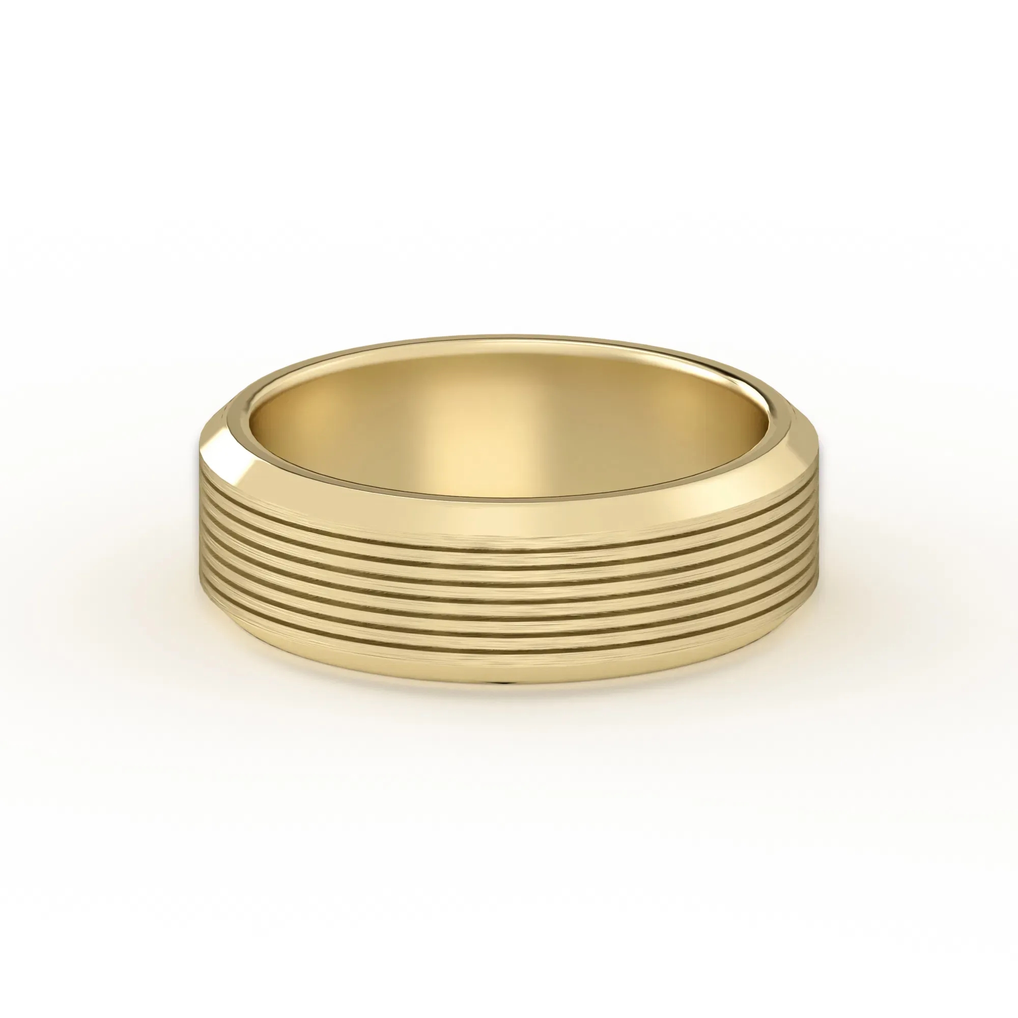 Teksturowana Obrączka Ślubna Edge Satin Finish 585 Żółte Złoto (14K) 6 MM